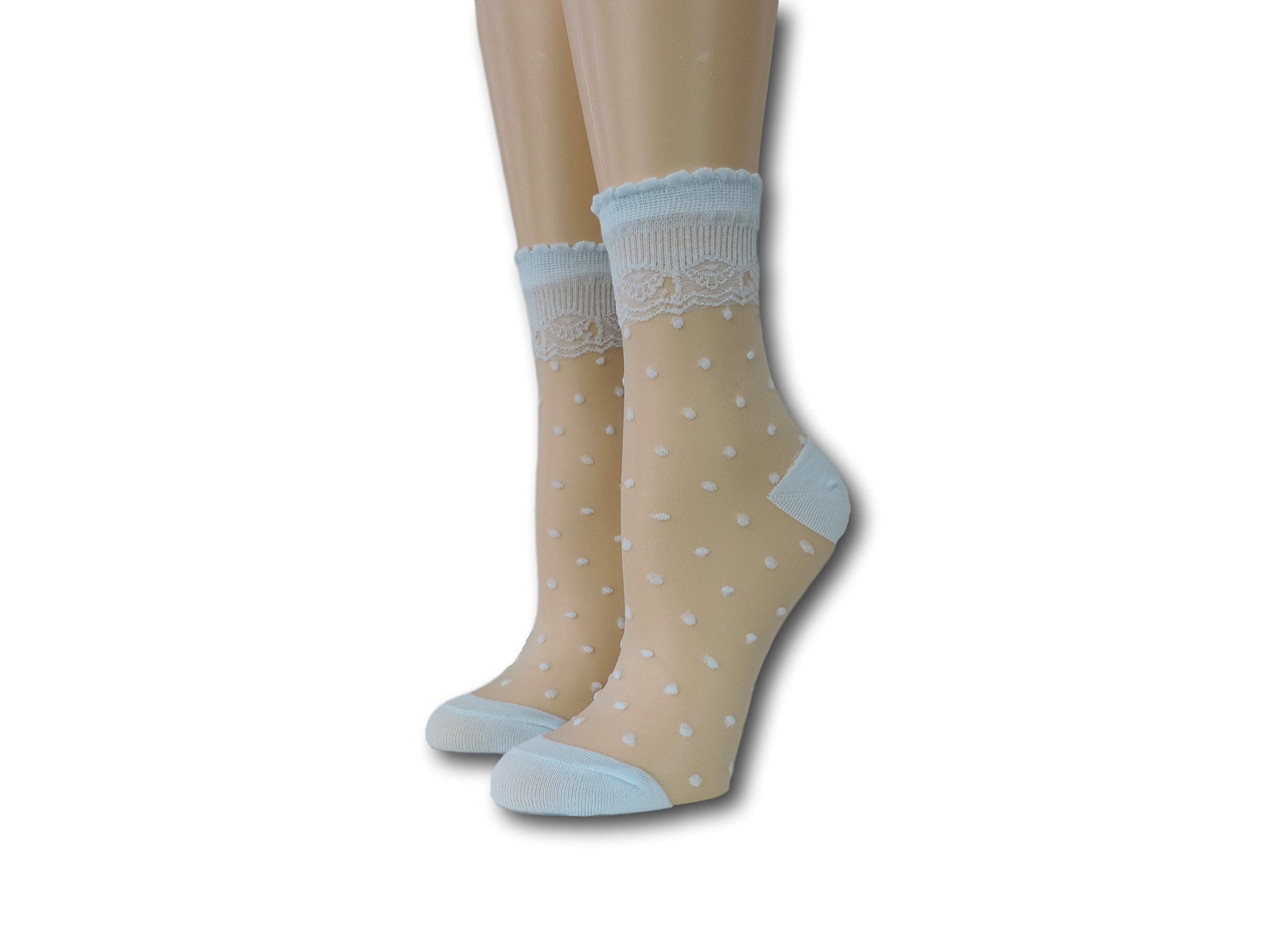 Royal Dotted Sheer Socks for Women - 100% Nylon Breathable & Lightweight Summer Ankle Socks - Perfect for Office, Casual Wear & Summer Outfits