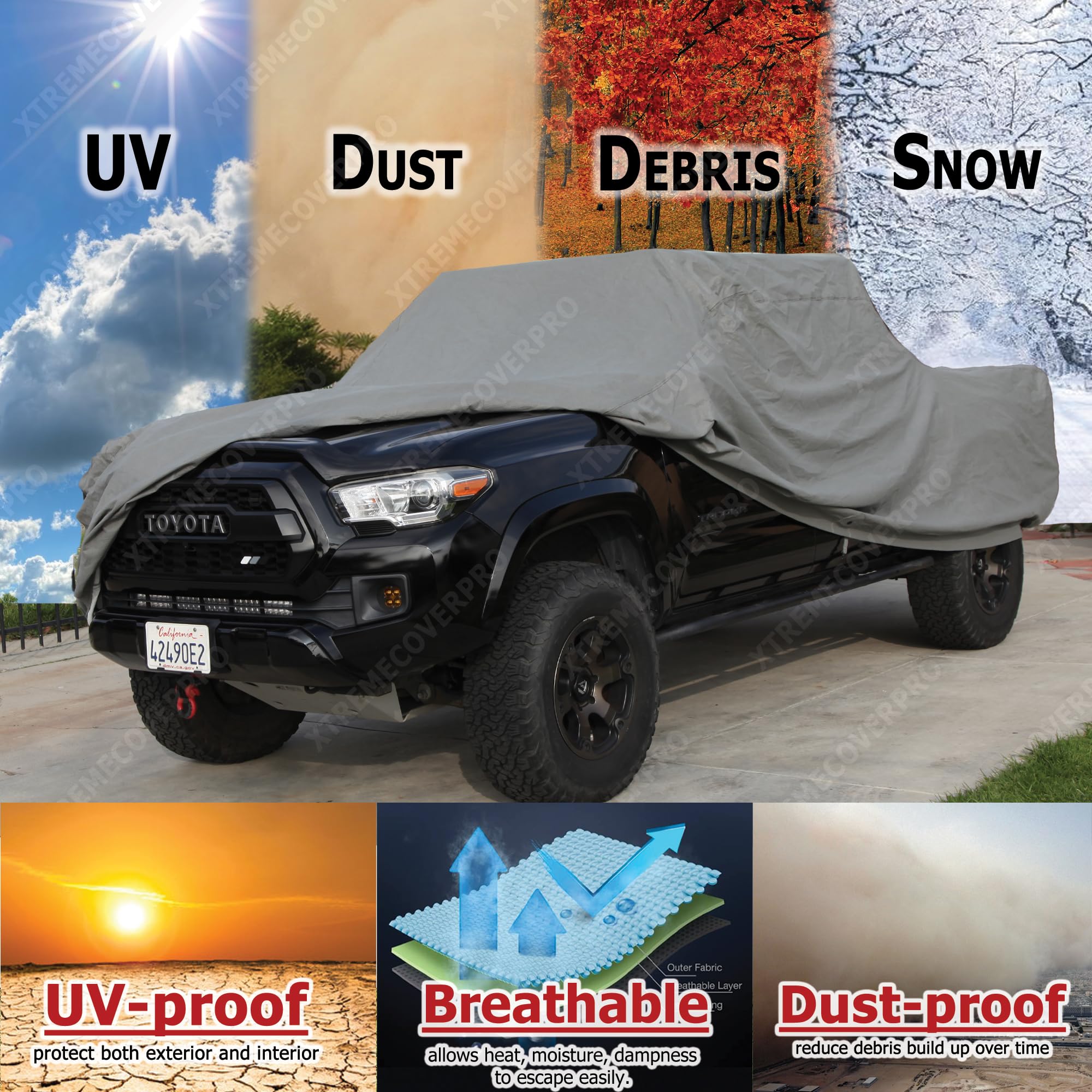 2024 Ford Ranger SuperCrew 5FT Bed Truck Cover - XtremeCoverPro Pro Series Waterproof & UV Resistant Car Cover for 2019-2025 Models | All Weather Protection for Parking, Storage & Travel