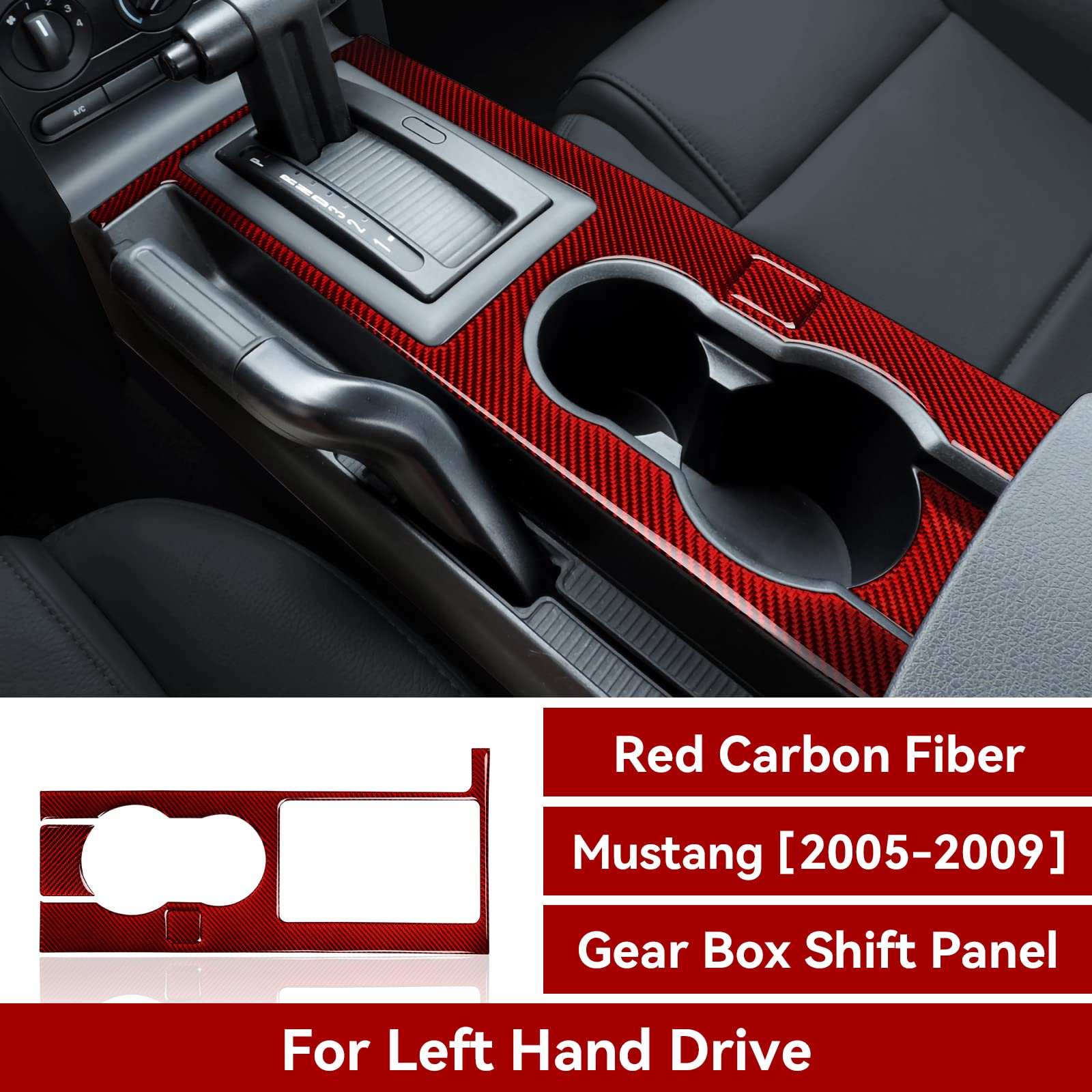 Carbon Fiber Shift Panel Sticker for Ford Mustang GT & Shelby (2005-2009) - Interior Gear Box Decoration Accessories - Upgrade Your Muscle Car's Dashboard Style