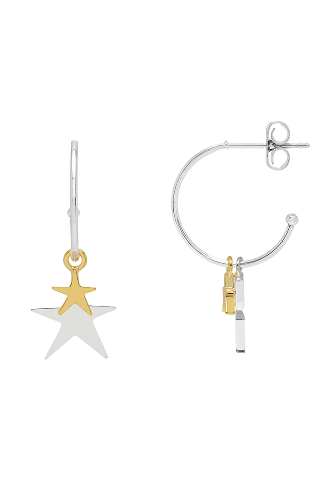 Double Star Drop Hoop Earrings for Women - 14K Gold Plated Dainty Celestial Jewelry - Perfect for Date Night, Parties & Everyday Wear