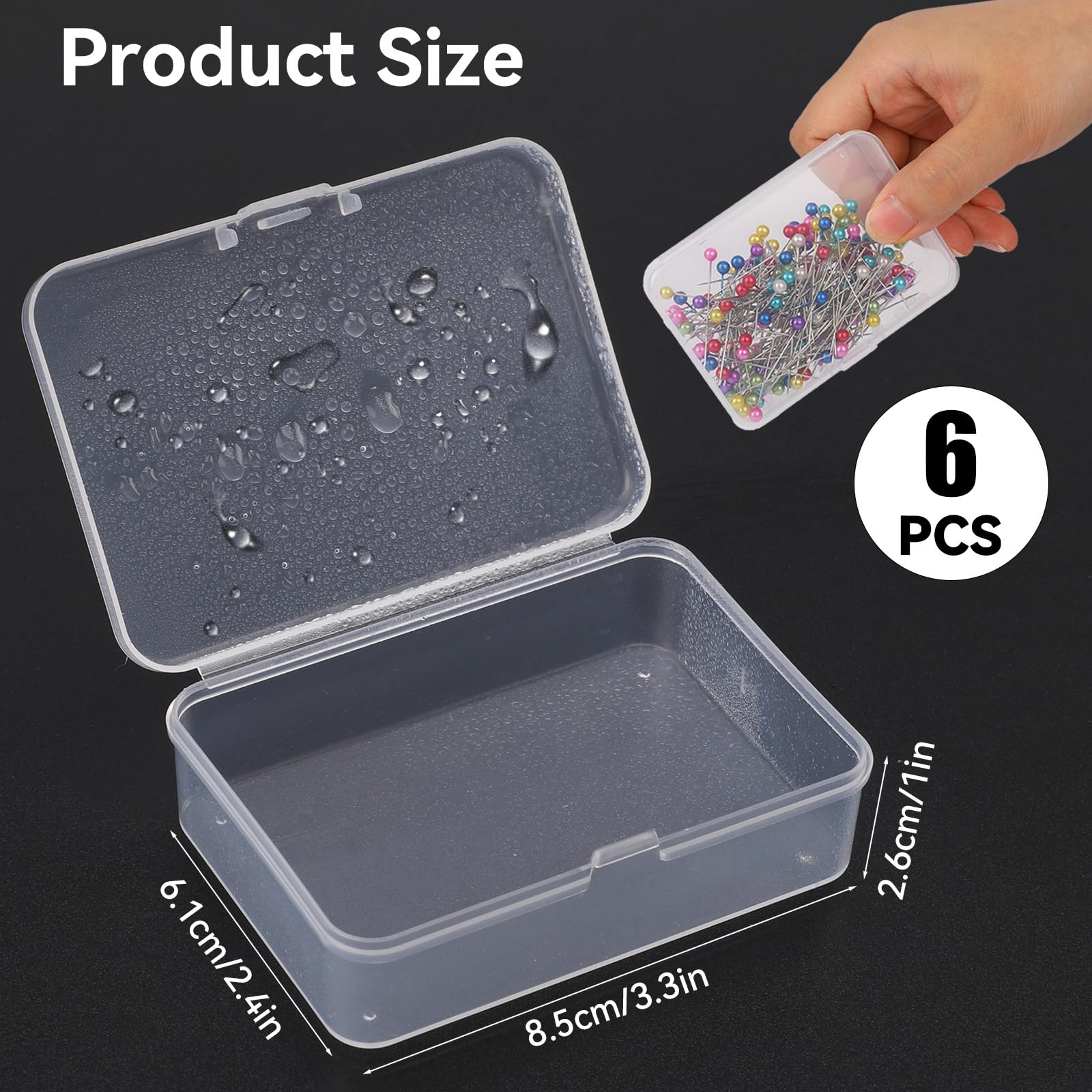 6-Pack Mini Clear Plastic Storage Containers with Lids - 3.3 x 2.4 x 1 Inch Small Rectangle Organizer Boxes for Jewelry, Beads, Crafts, Office & Home Organization
