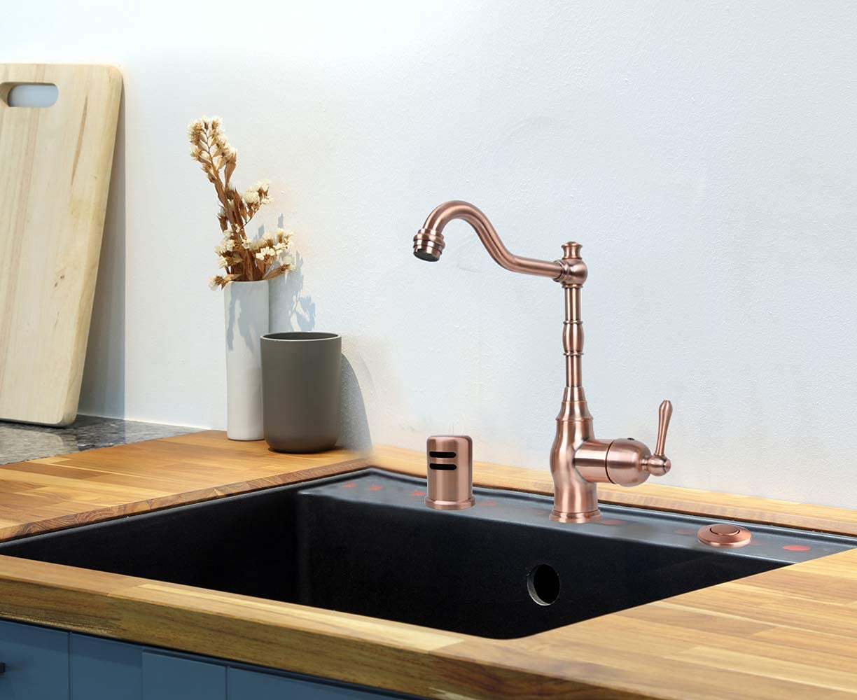 Akicon Brass Kitchen Dishwasher Air Gap Cap - Replacement Air Gap Cover Compatible with Akicon Faucets (Copper) - Perfect for Kitchen Sink, Dishwasher Installation & Plumbing Maintenance