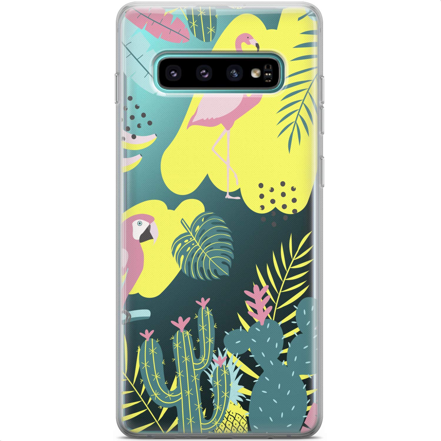 Samsung Galaxy S24 S23 Ultra S22 S21 FE S20 S10 Phone Case - Slim Lightweight Tropical Flamingo & Parrot Silicone Cover for Women, Protective Flexible Design | Perfect for Everyday Use, Travel & Outdoor Activities