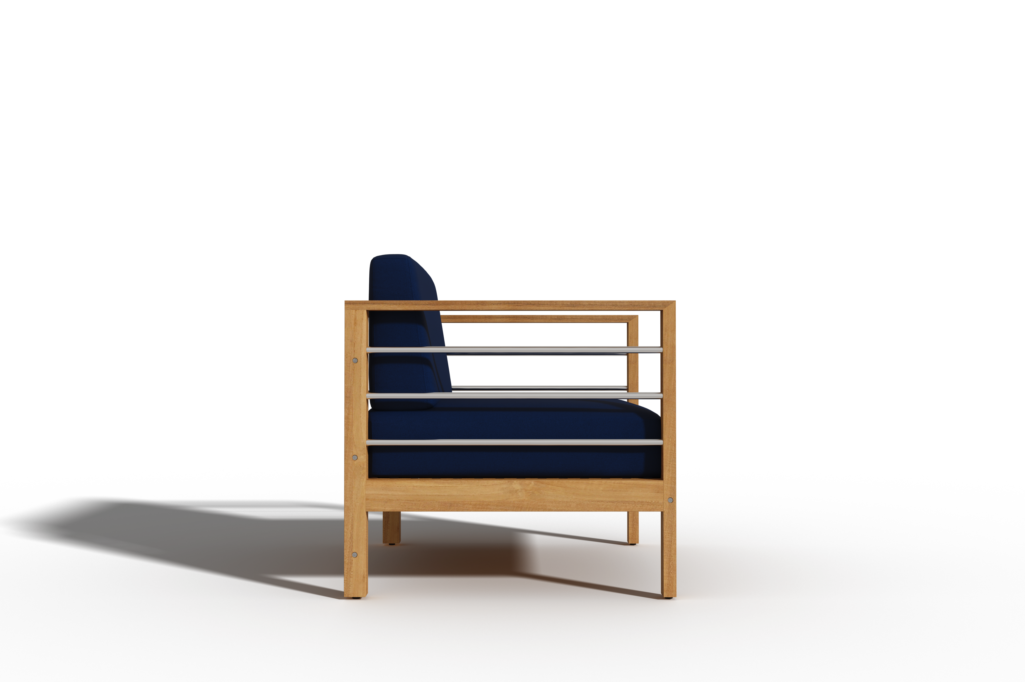 Premium 4-Piece Teak Outdoor Patio Deep Seating Set with Sunbrella Navy Cushions - Perfect for Backyard, Garden, Poolside & Patio Relaxation