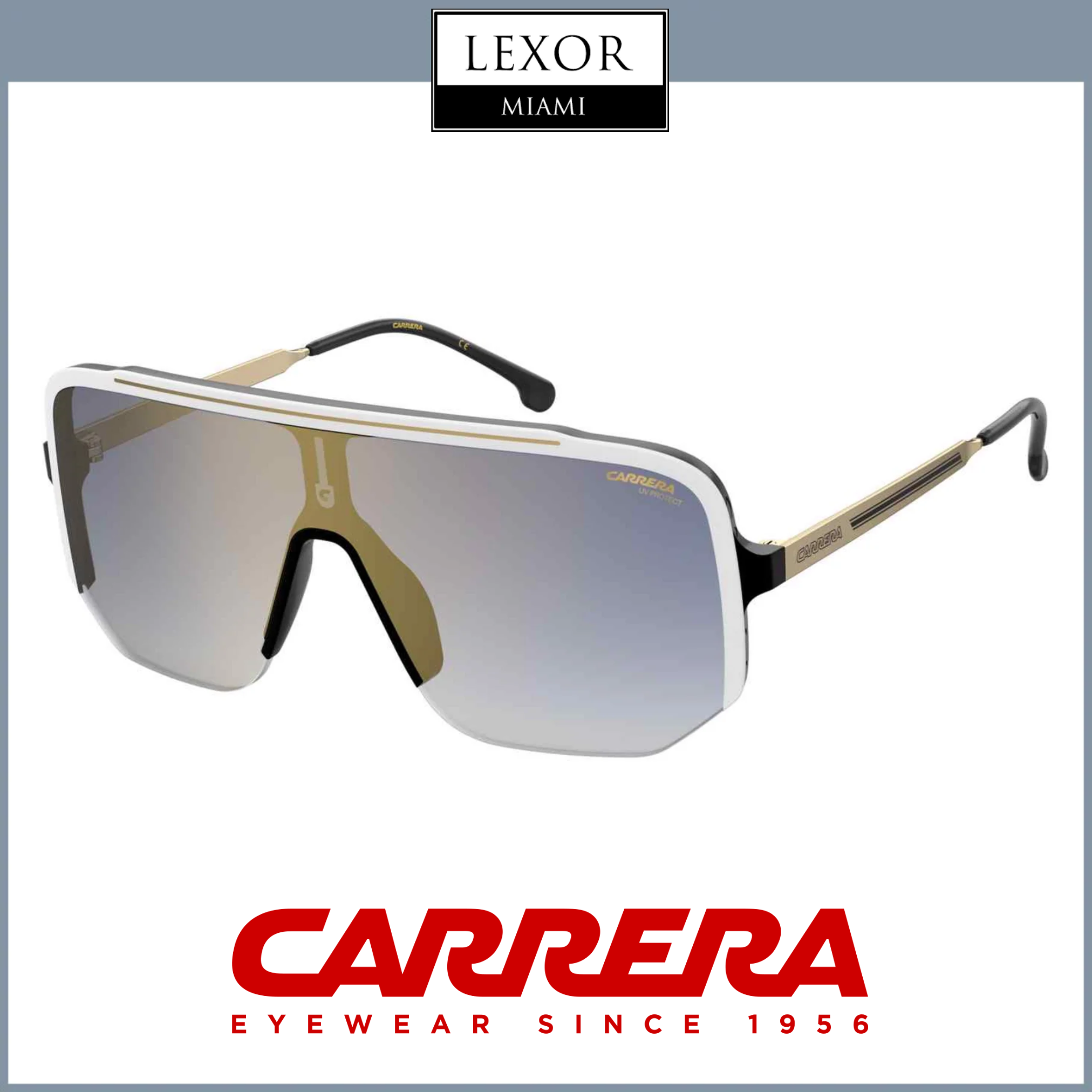 CARRERA 1060/S 0CCP 1V White Black Polarized Sunglasses for Men & Women - UV Protection, Fashion Aviator Style for Driving, Beach & Outdoor Activities