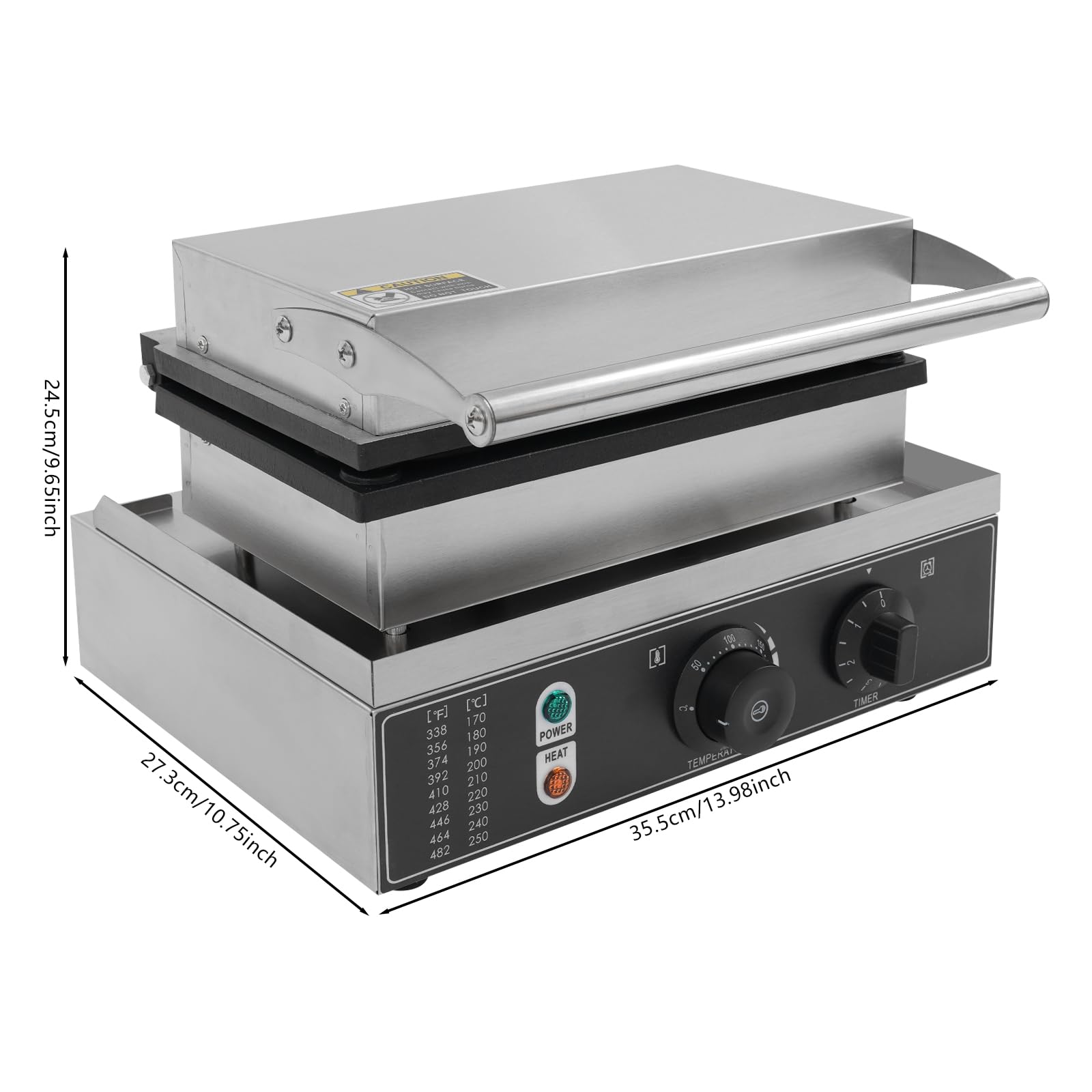 Commercial Electric Abalone Waffle Maker - 110V 1.55KW Belgian Waffle Iron with 6 Nonstick Molds, Timer & Temperature Control - Fast 4-5 Minute Waffles for Breakfast, Cafes, Restaurants & Home Use