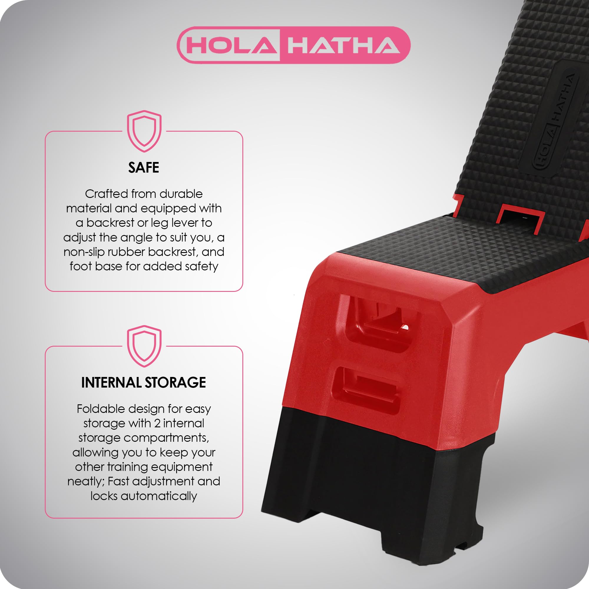 HolaHatha Adjustable Multi-Functional Workout Bench - 440 lbs Weight Capacity, Foldable Incline Design (8.5