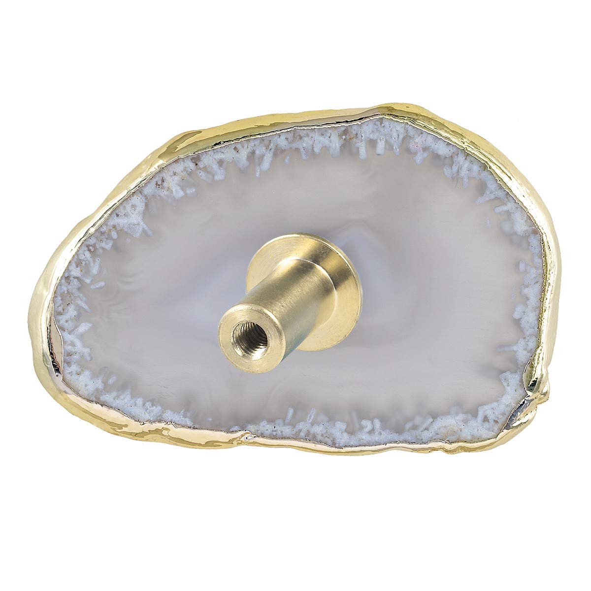MookaiteDecor Set of 4 Gold Plated Agate Slice Cabinet Knobs with Screws - Elegant Drawer Pulls Handles for Dresser, Kitchen, Wardrobe - Perfect for Home Decor & DIY Furniture Upgrade