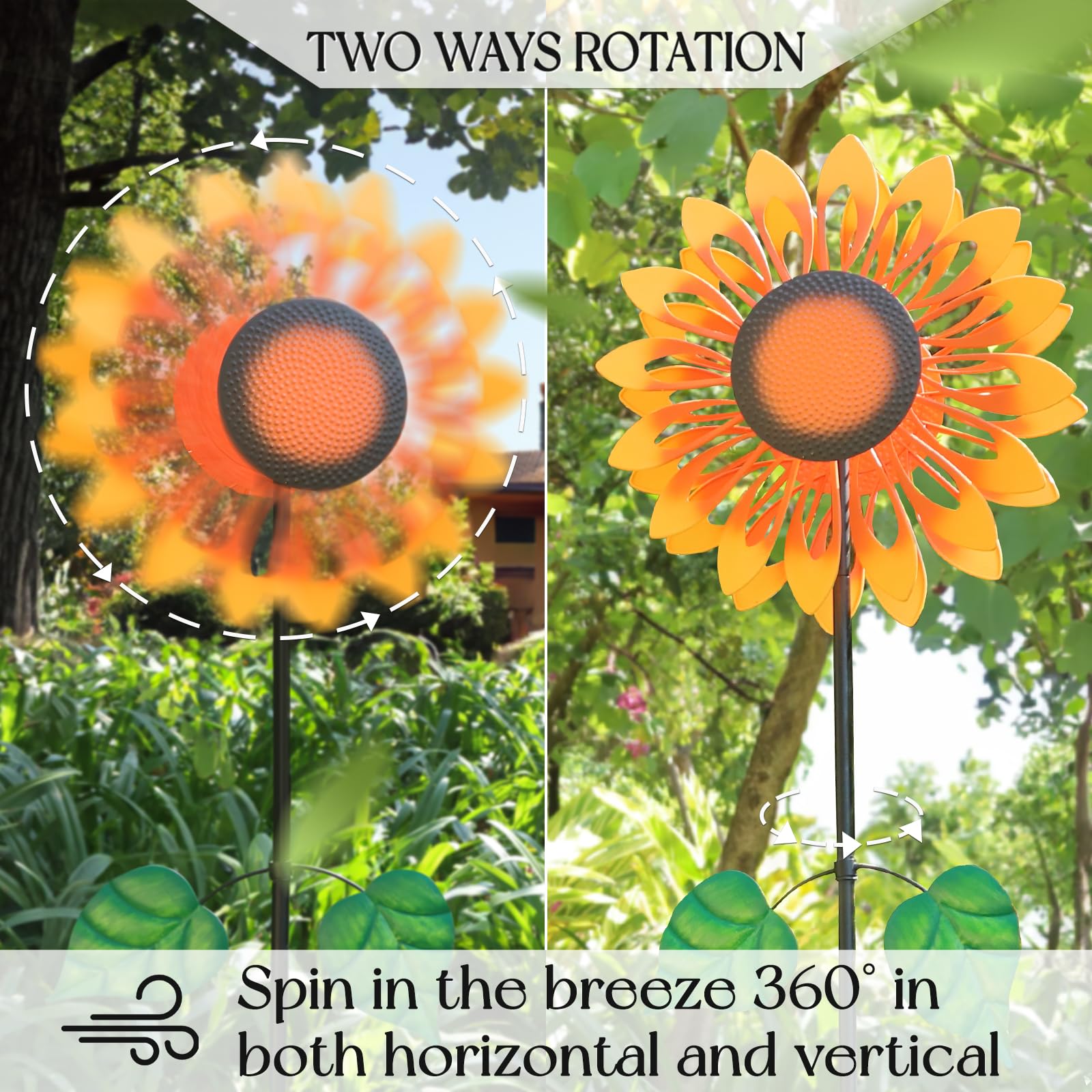 84 Inch Large Metal Wind Spinner for Yard and Garden - Double Sided Sunflower Outdoor Wind Sculpture - Perfect Birthday Gift for Women - Great for Patio, Lawn Decoration & Relaxing Garden Atmosphere
