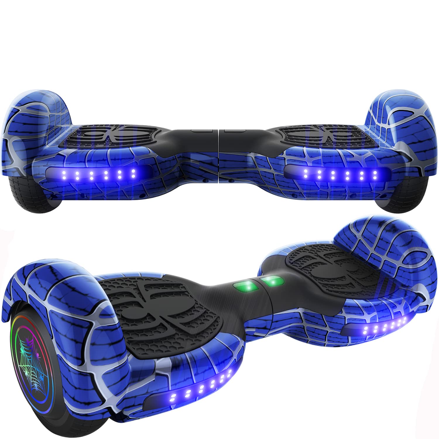 Spider-Pattern Hoverboard for Kids Ages 6-12 with Bluetooth Speaker & LED Lights - 6.5