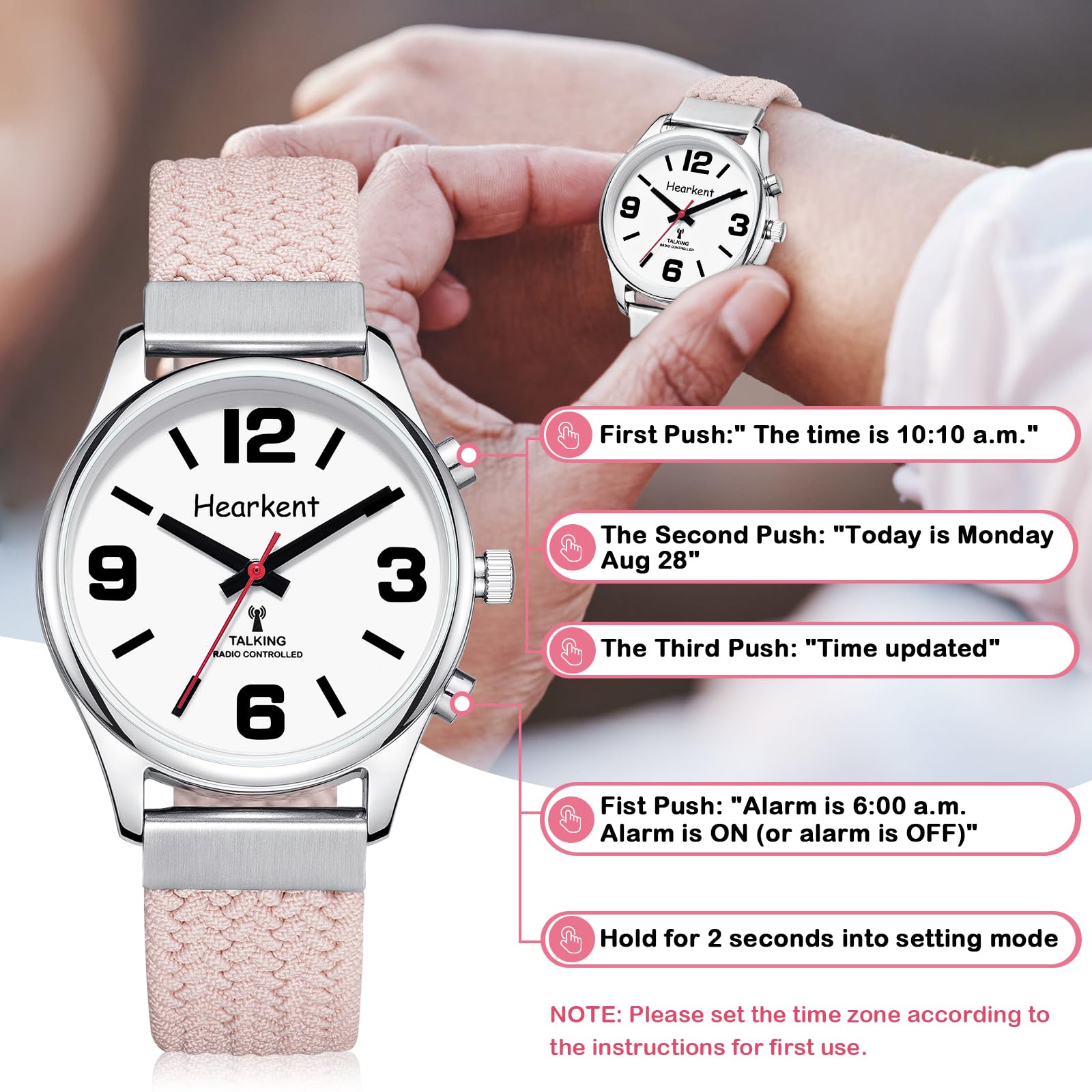 Talking Watch for Visually Impaired & Seniors - Large Number Voice Watch for Blind & Elderly - Clear American Accent Women's Watch - Perfect for Daily Use, Time Management & Accessibility Needs