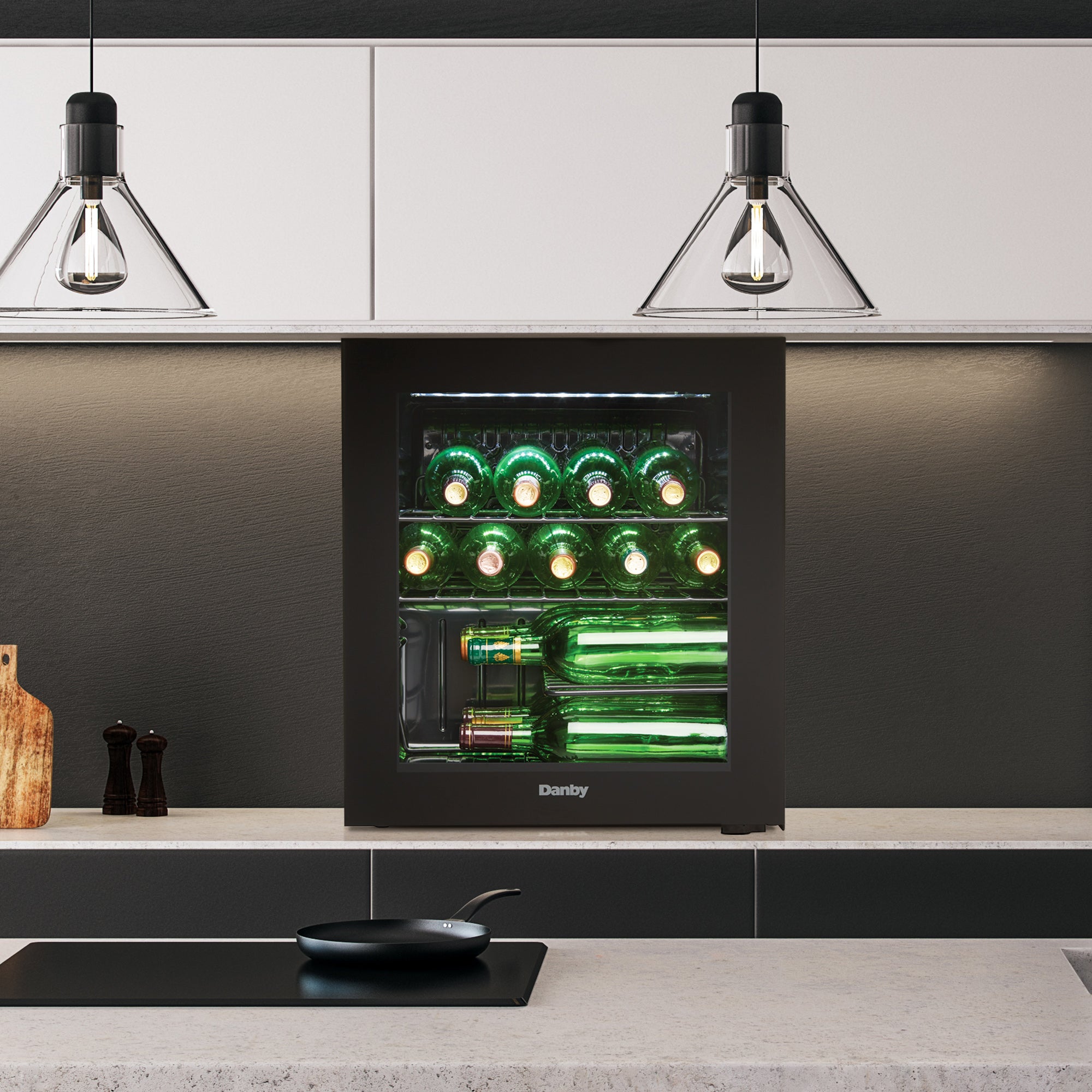 Danby DWC018A1BDB 16 Bottle Freestanding Wine Cooler - Black Stainless Steel Wine Fridge for Home, Kitchen, or Bar - Perfect for Wine Storage & Entertaining