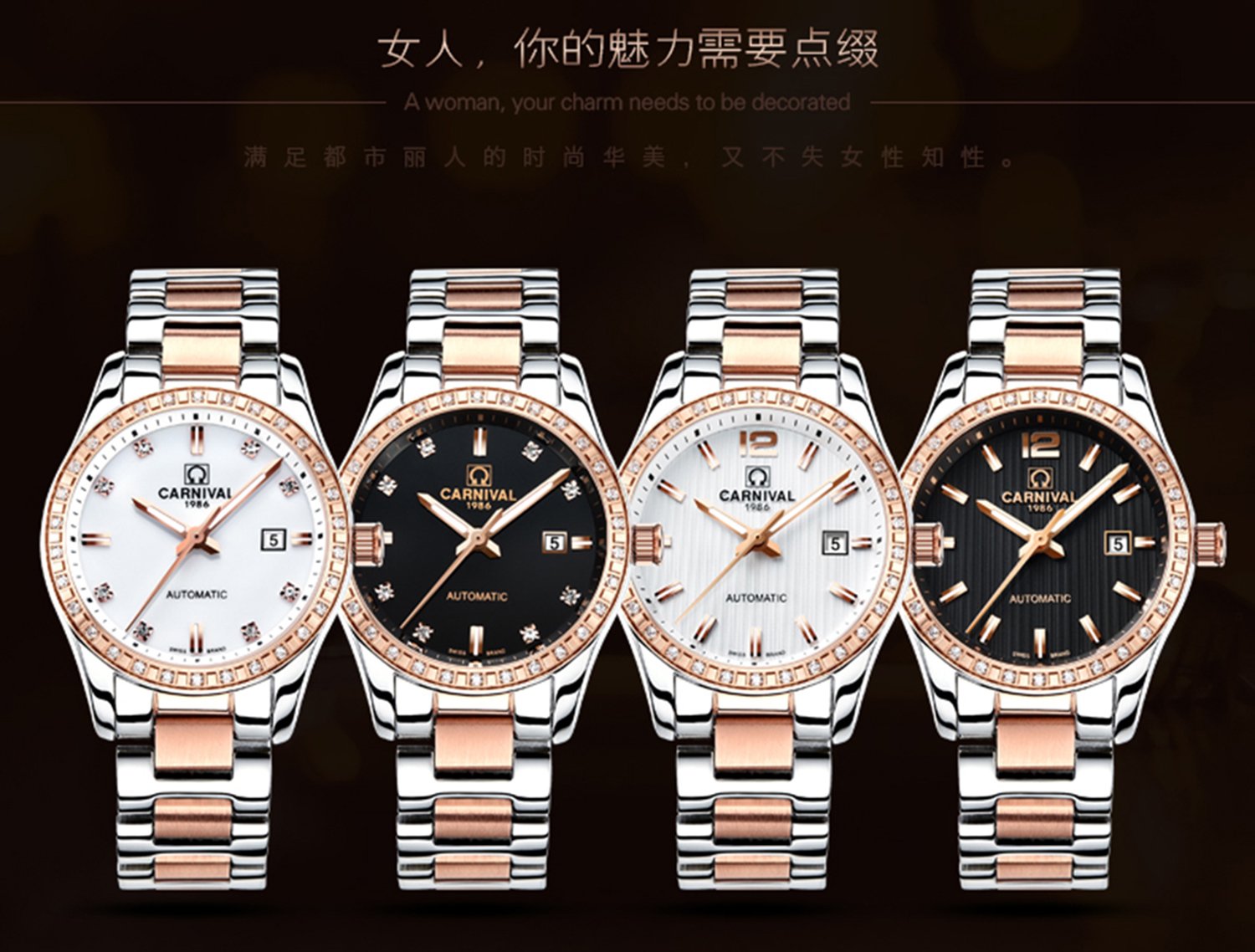 Luxury Rhinestone Automatic Mechanical Watch for Women - Stainless Steel, Luminous, Waterproof - Perfect for Parties, Work & Everyday Wear