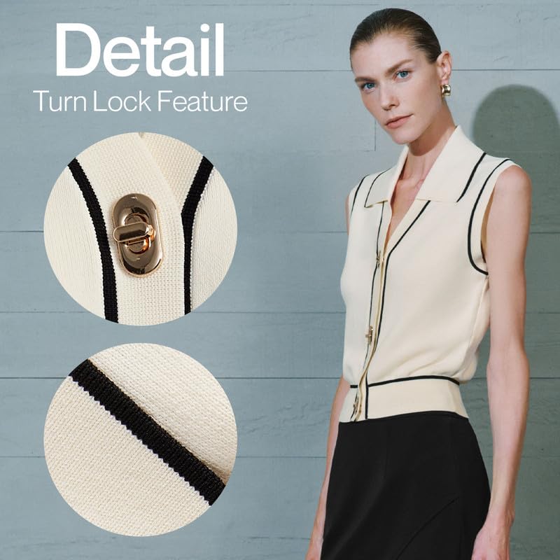Women's Sleeveless V-Neck Button Down Knit Sweater Vest - 2024 Casual Summer Tops for Office, Layering & Outdoor Activities