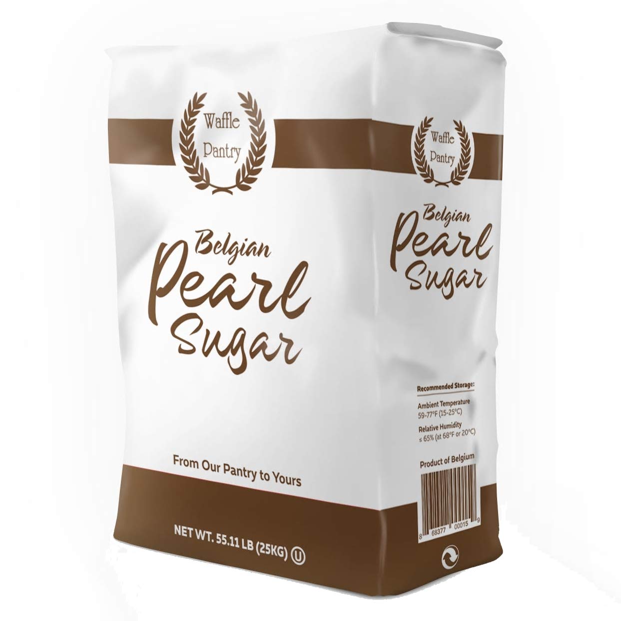 Premium Belgian Pearl Sugar for Waffles & Baking - 55.11 lb Bulk Pack (25kg) - Ideal for Liege Waffles, Cinnamon Rolls, Coffee Cakes & Homemade Desserts