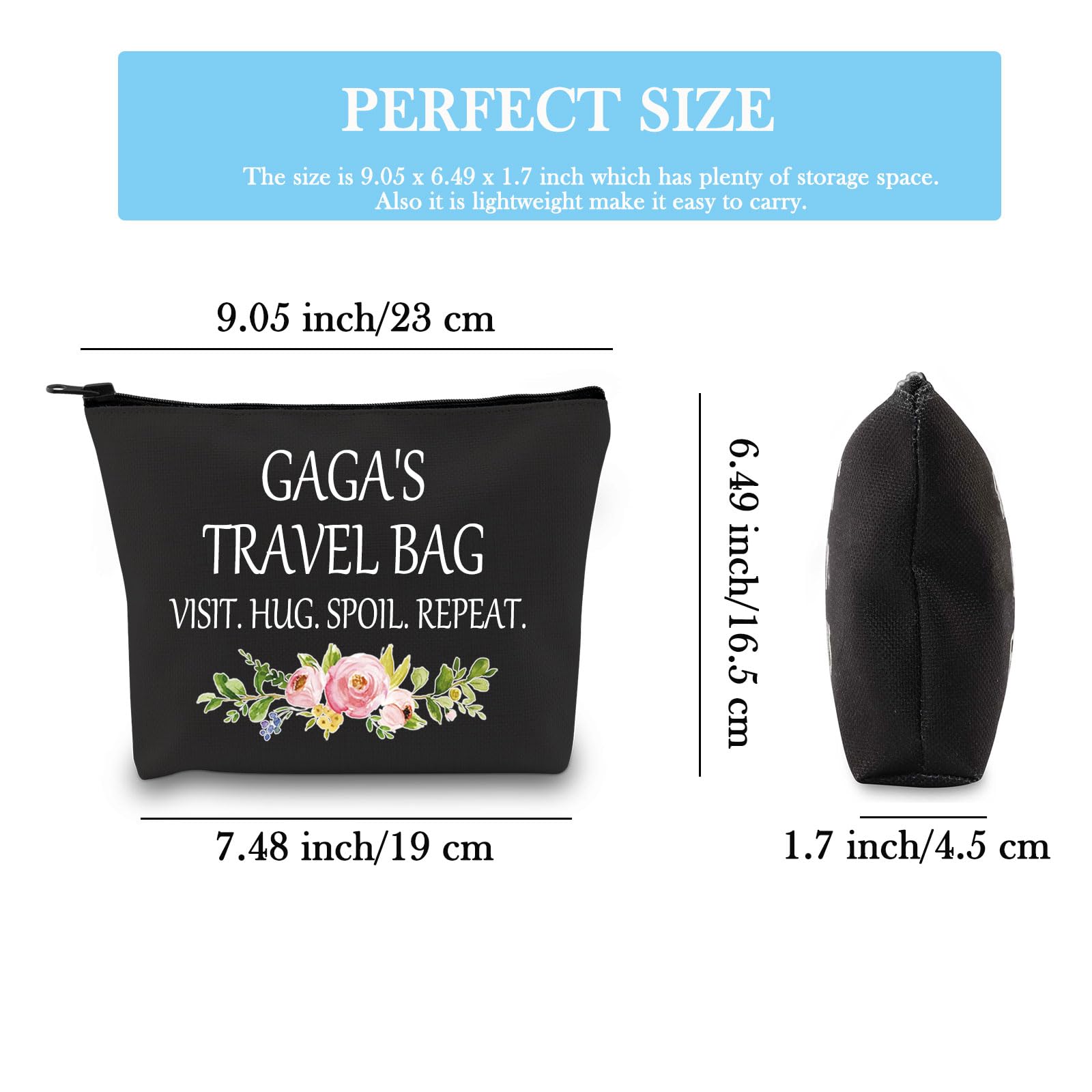 Gaga Makeup Bag - Premium Travel Toiletry Organizer for Women | Perfect Gift for Grandma, Mom & Gaga Fans | Waterproof Cosmetic Pouch for Vacation, Gym & Daily Use (Black)