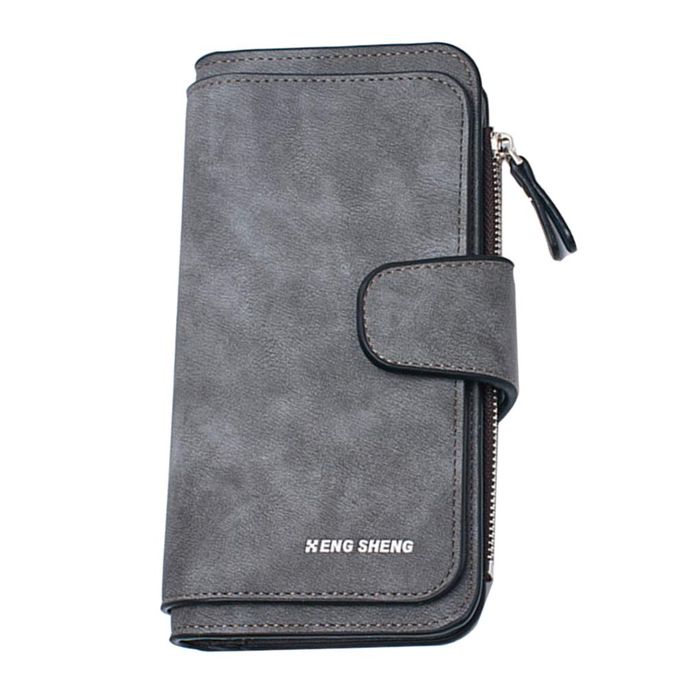 TENDYCOCO Frosted PU Leather Wallet for Women - Snap Closure, Long Zipper Purse, 3-Fold Card Holder with Multiple Pockets (Pink) | Perfect for Everyday Use, Travel & Gift Giving