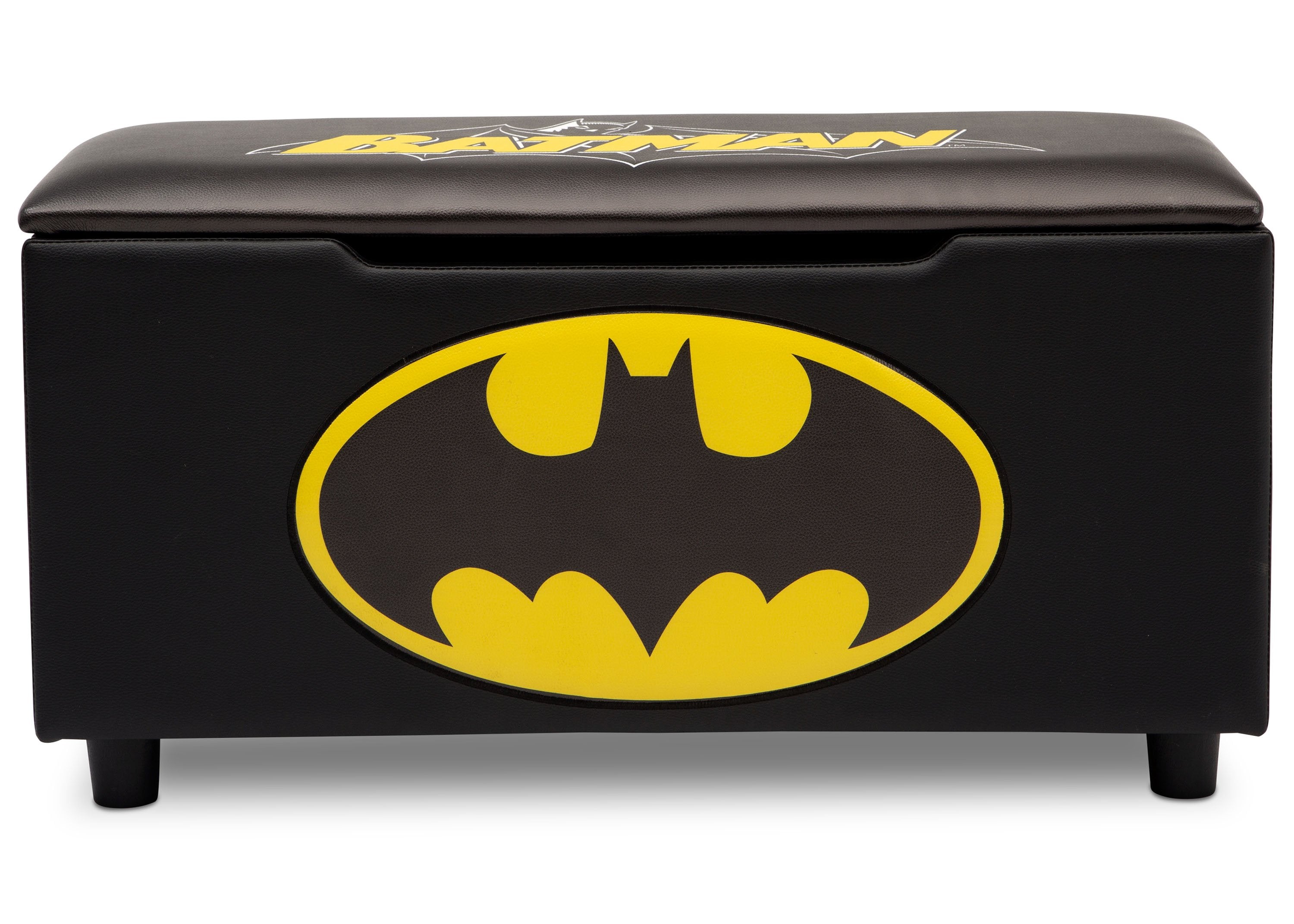 Batman Themed Kids Upholstered Storage Bench - Superhero Toy Organizer for Bedroom, Playroom & Nursery - Perfect for Toys, Books & Blankets Storage