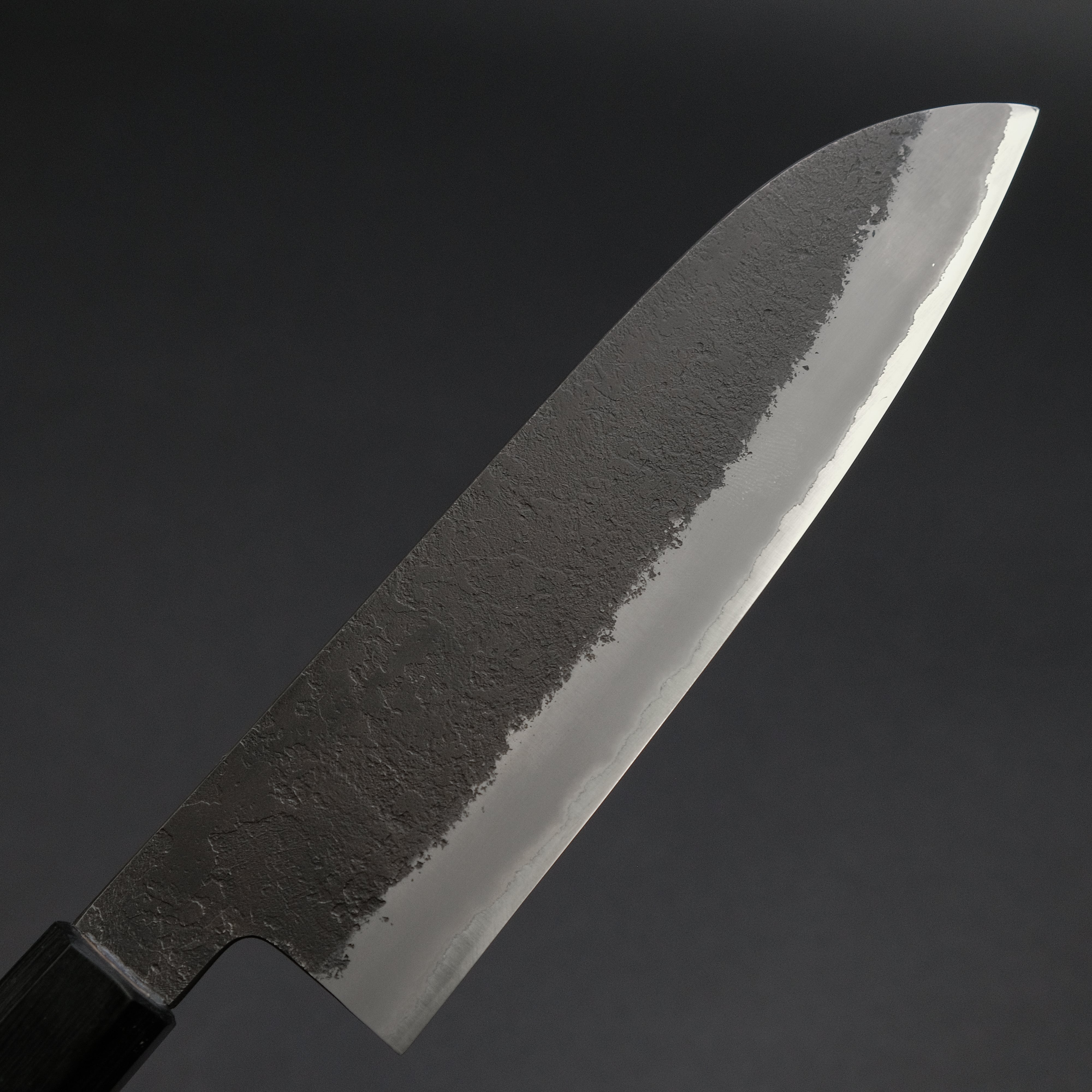 Premium Mutsumi Blue Super Kurouchi Nashiji Santoku Knife 180mm - Handcrafted Japanese Chef Knife with Ebony Wood Handle - Perfect for Slicing, Dicing & Chopping Vegetables, Meat & Fish