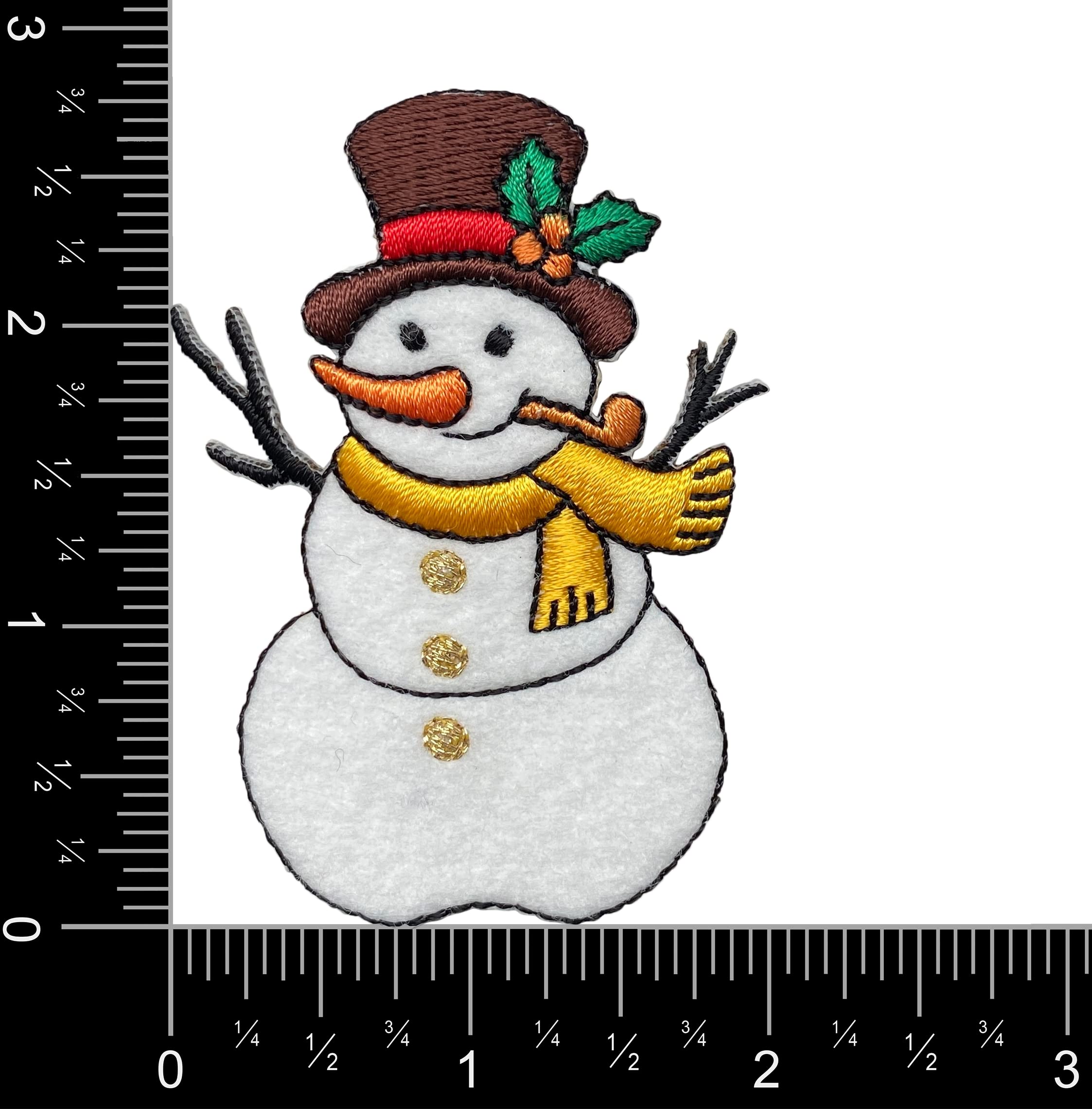 Snowman with Pipe Embroidered Iron-On Patch for Jackets, Hats & DIY Crafts - Christmas Holiday Decoration
