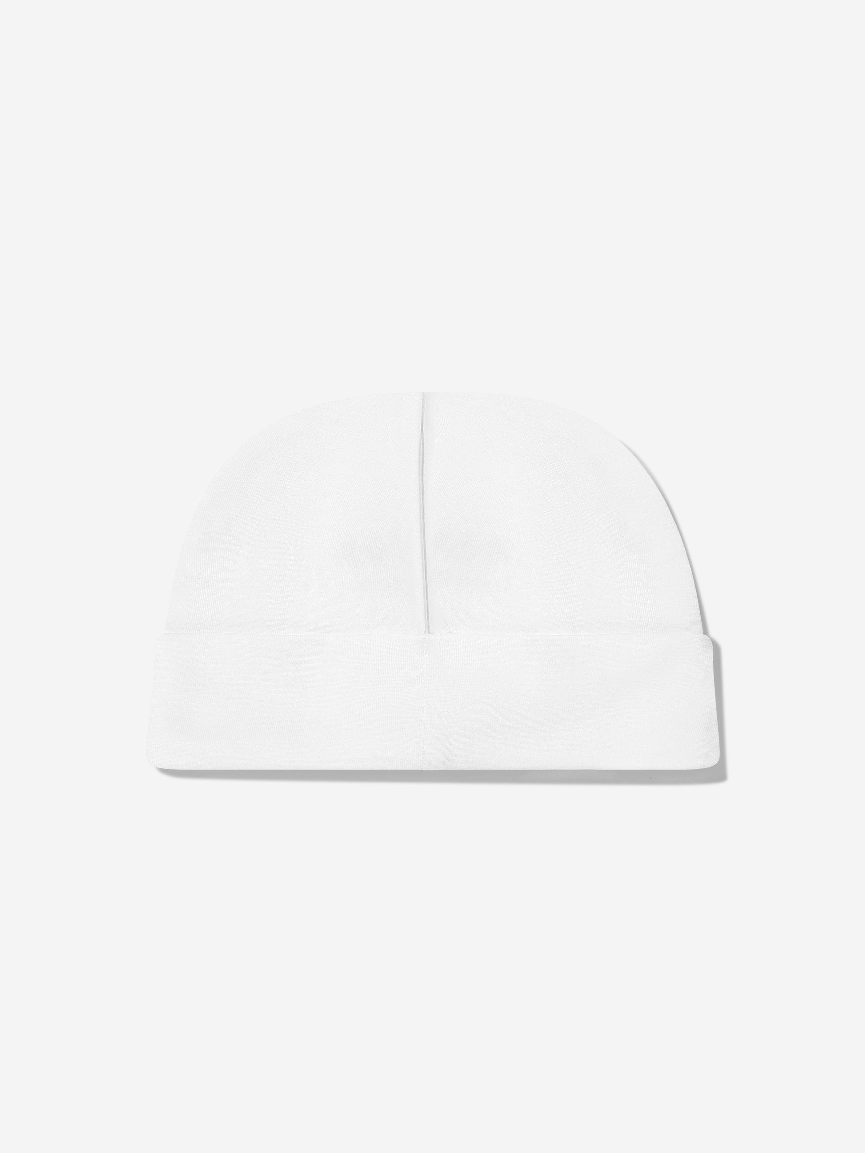 Baby Girls Embroidered Logo Beanie - Soft Winter Hat for Infants & Toddlers - White Cute Knit Cap for Newborn Photos, Outdoor Play & Cold Weather Protection