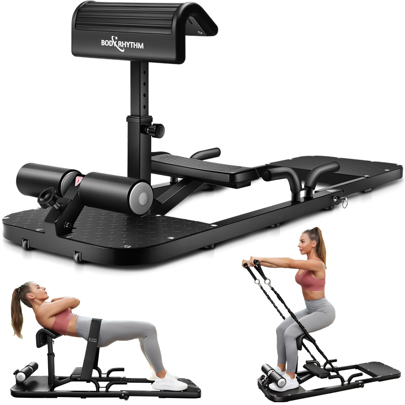BODY RHYTHM Multifunctional Hip Thrust Machine - Sissy Squat & Glute Trainer for Home Gym, Bulgarian Split Squat Stand for Leg Workouts | Perfect for Strength Training, Booty Building & Lower Body Exercises
