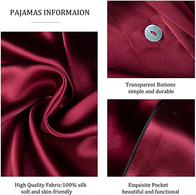 Luxury Men's Silk Pajama Set - 2PC Long Sleeve Button Down Sleepwear for Men | Soft & Breathable Silk PJs for Lounge, Travel & Gift Giving