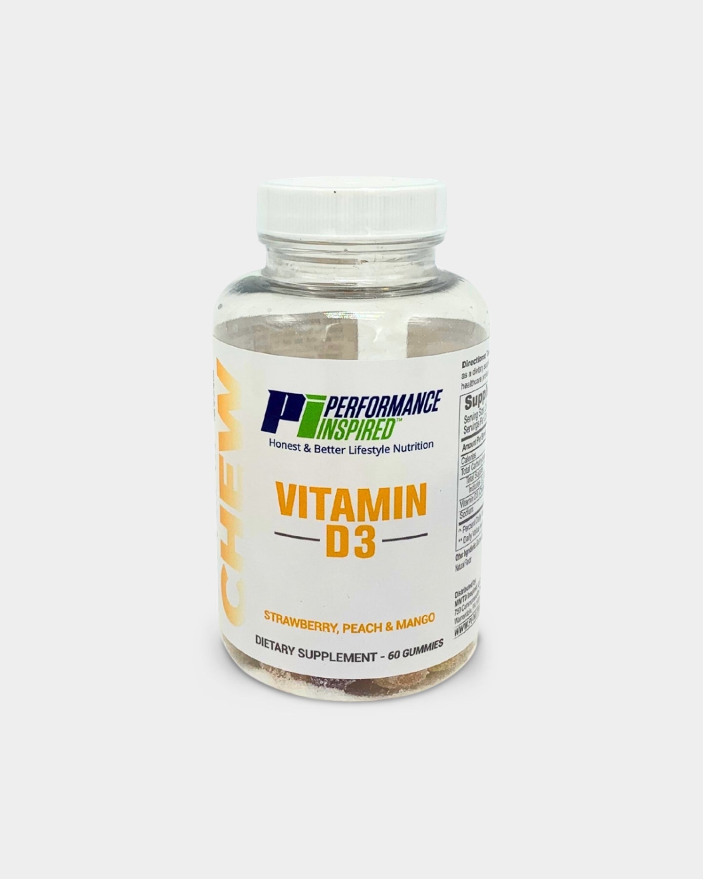 Performance Inspired Nutrition Vitamin D3 Gummy - 5000 IU Immune & Bone Support, Natural Berry Flavor, Gluten-Free Supplement for Adults & Kids - Boost Energy & Mood for Workouts, Office & Daily Wellness