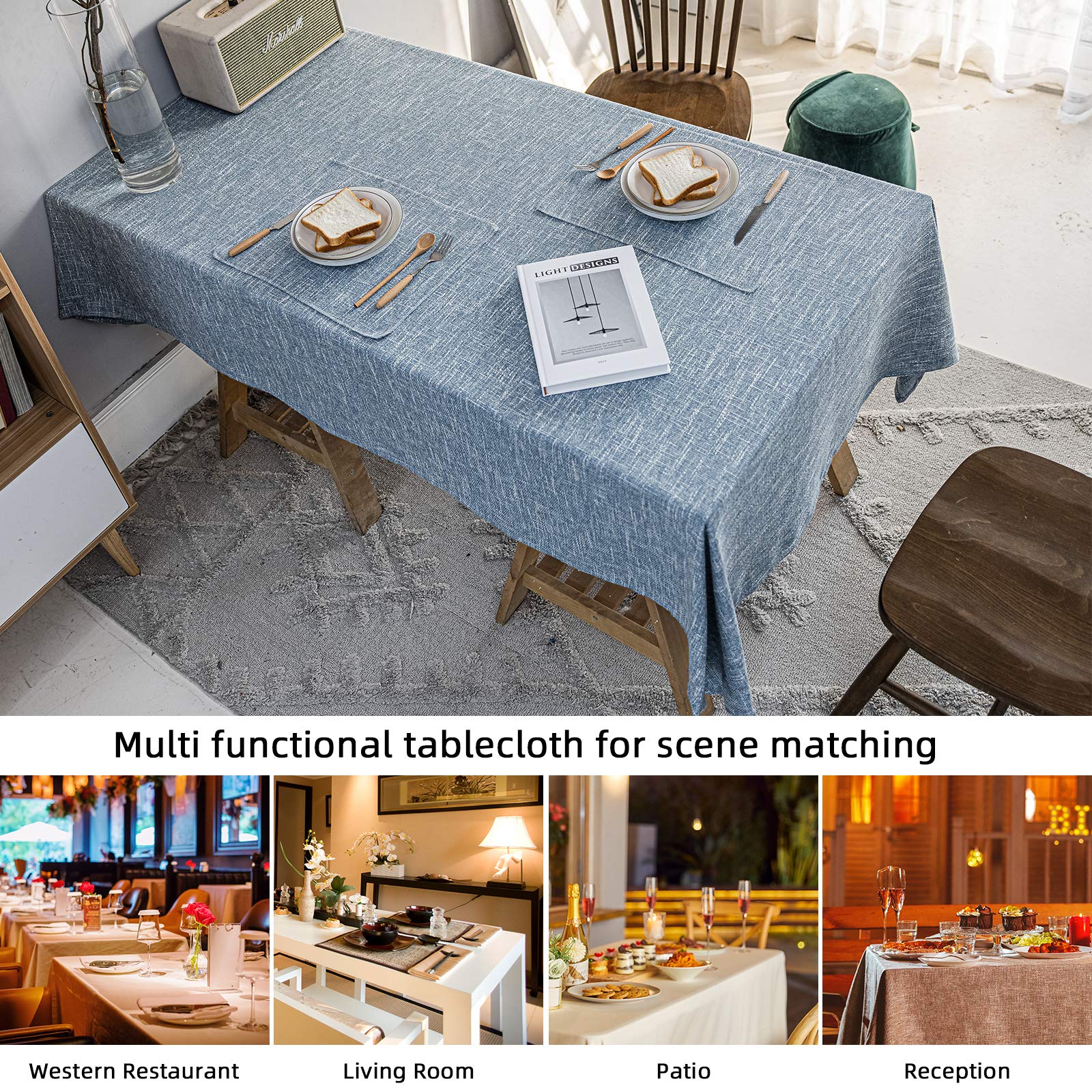 Waterproof Cotton Linen Round Tablecloth 54
