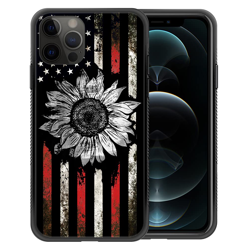 iPhone 12 Pro Max Case 6.7 Inch - Retro Sunflower Design Hard PC Back with Soft TPU Bumper, Non-Slip Protective Phone Cover for Women | Perfect for Everyday Use, Office, Travel & Outdoor Activities