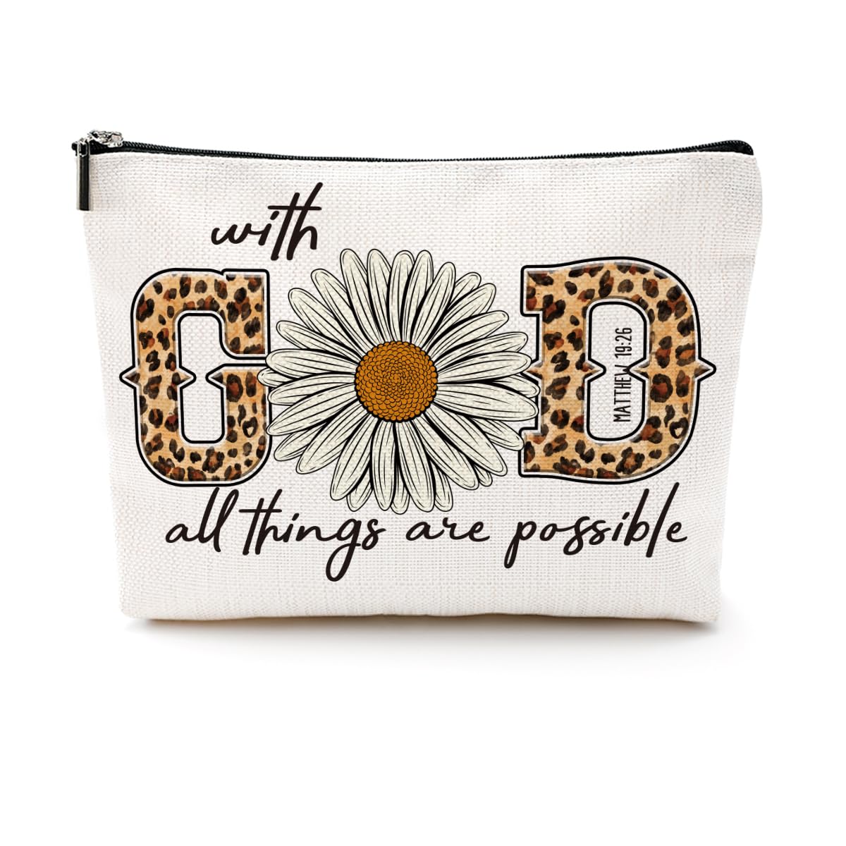 Inspirational Christian Makeup Bag for Women - Catholic Religious Faith Gift with Positive Affirmations - Mental Health Awareness Zippered Toiletry Pouch - Perfect for Psychologists, Christmas & Birthday Gifts (Great for Travel, Church & Daily Encouragement)