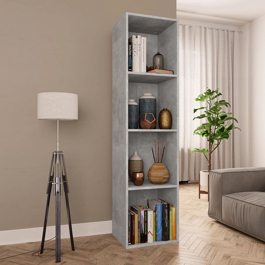 iFCOW Modern Bookcase & TV Stand - Concrete Gray Storage Cabinet, 14.2