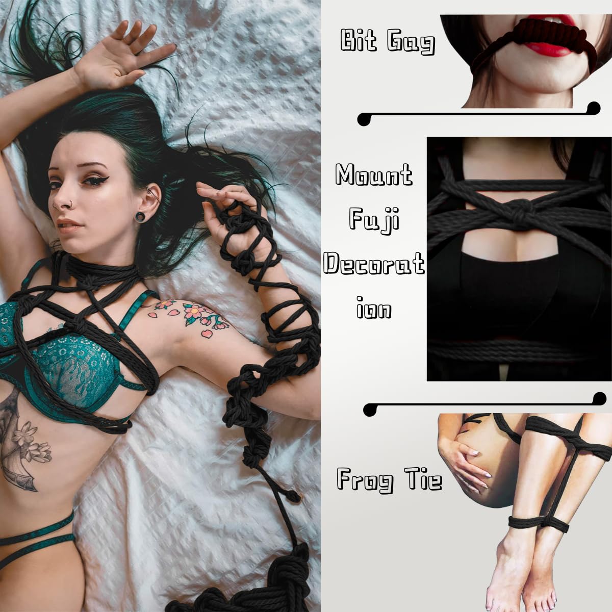 Premium BDSM Bondage Rope Kit - 32 Feet/10m Soft Restraint Ropes for Couples (3-Pack, Black) | Sensual Adult Toys for Beginners & Advanced Play | Perfect for Bedroom Bondage, Spanking Scenes & Sensory Exploration