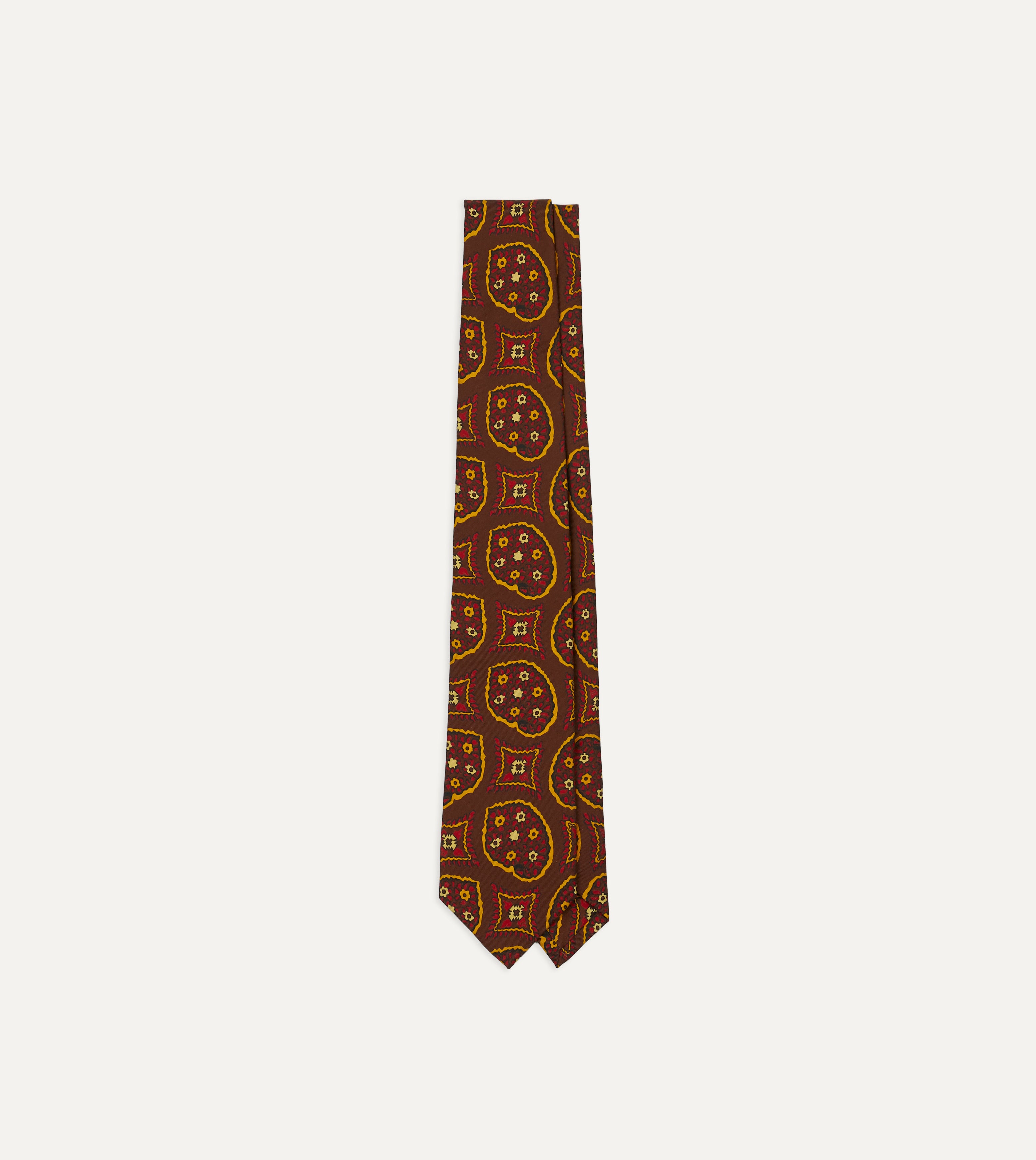 Premium Brown Exploded Paisley Print Silk Self-Tipped Necktie for Men - Perfect for Weddings, Business Meetings & Formal Occasions