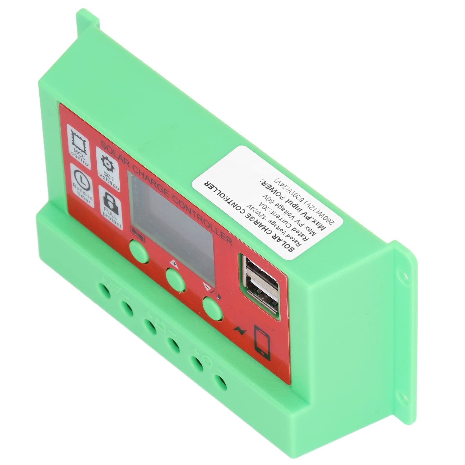 20A PWM Solar Charge Controller with LCD Display - Intelligent Regulator for Solar Power Generation System | Perfect for Off-Grid, RV, Marine & Home Solar Panels