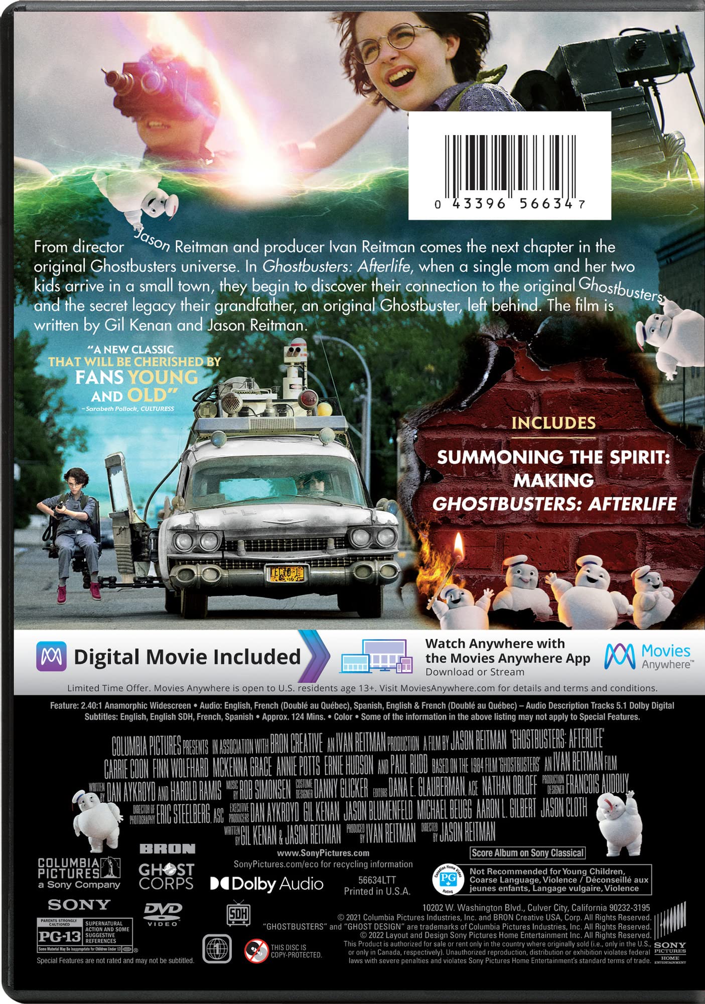 Ghostbusters: Afterlife DVD - Classic Sci-Fi Comedy Movie for Family Movie Night & Halloween Parties