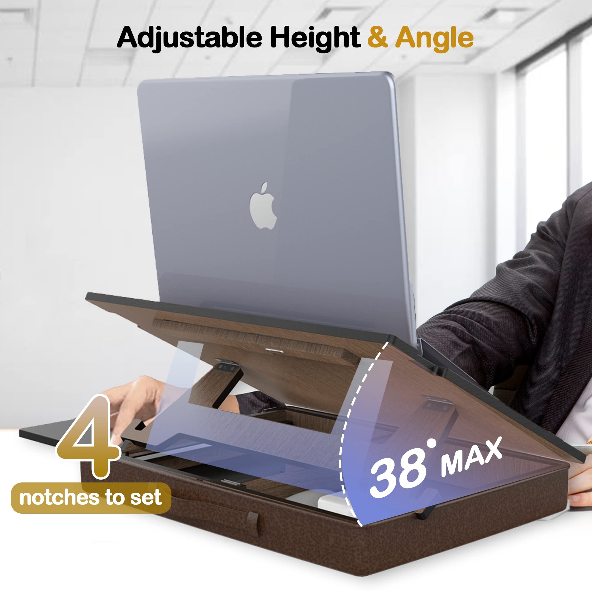Ergonomic Lap Desk for Laptop - Portable Bed Tray with Soft Pillow & Storage Compartment - Perfect for Working from Home, College Students & Remote Work - Ideal for Bed, Couch, Office & Travel Use