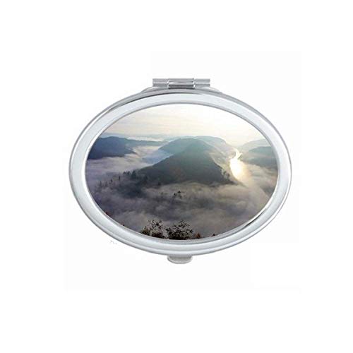 DIYthinker Fog Green Forestry Science Nature Scenery Mirror - Portable Folding Double-Sided Makeup Mirror with Stand (Perfect for Travel, Home Vanity & Professional Makeup Artists)