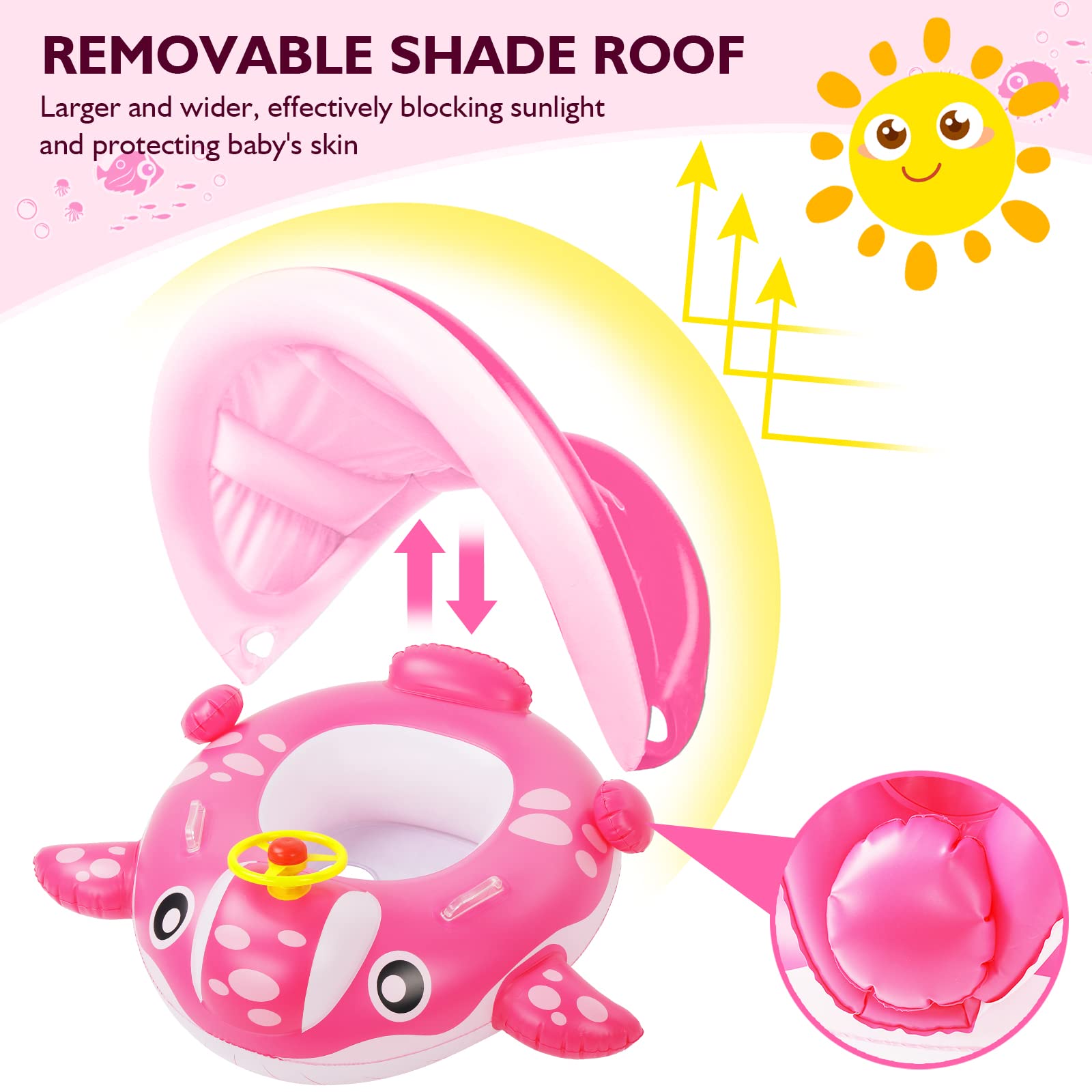 Peradix Baby Pool Float with Canopy - Inflatable Swim Ring for Toddlers | Beach & Pool Play