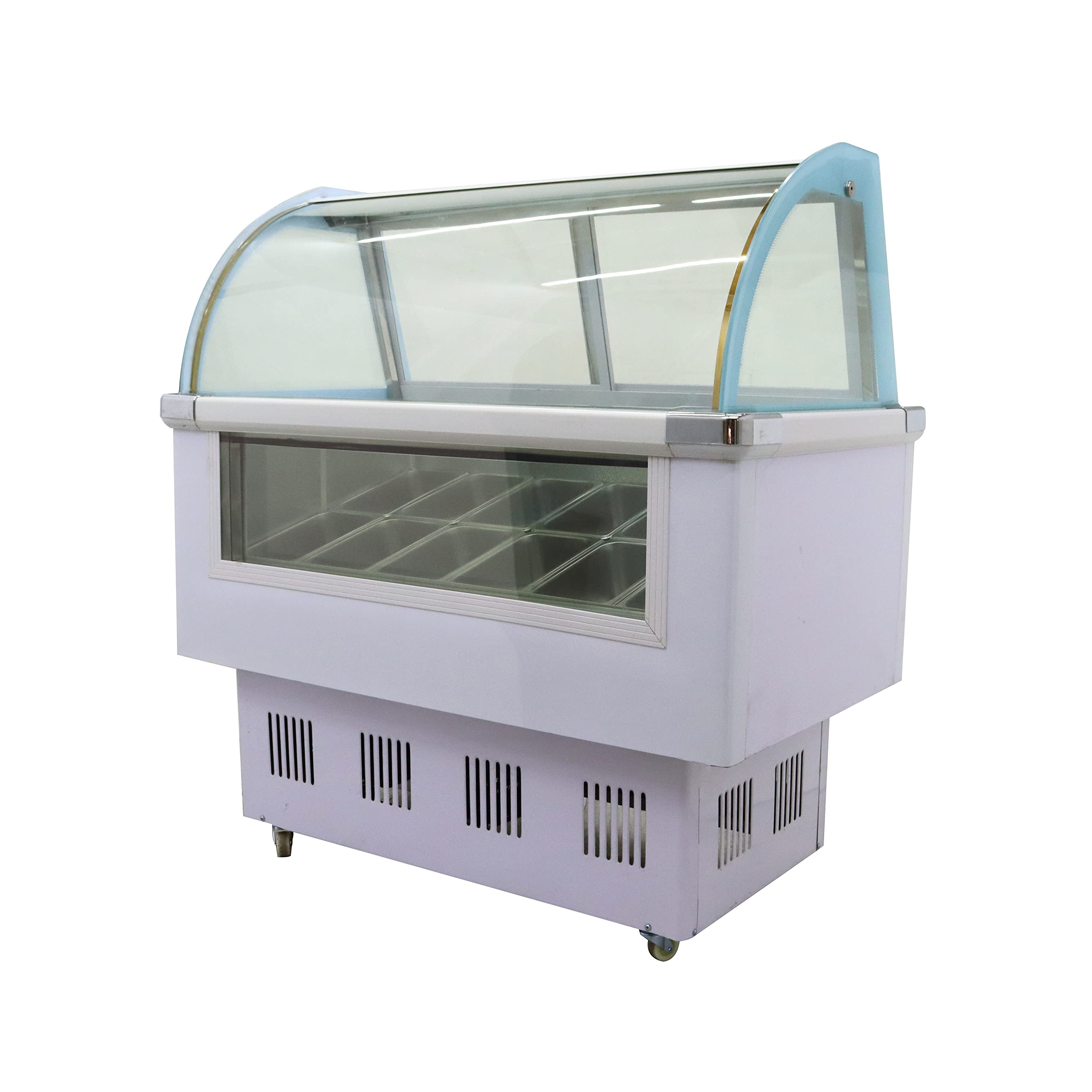 INTSUPERMAI 12 Pan Commercial Hard Ice Cream Showcase Freezer - 170L Gelato & Dipping Cabinet Display Case (110V) - Perfect for Ice Cream Shops, Bakeries, and Dessert Stores