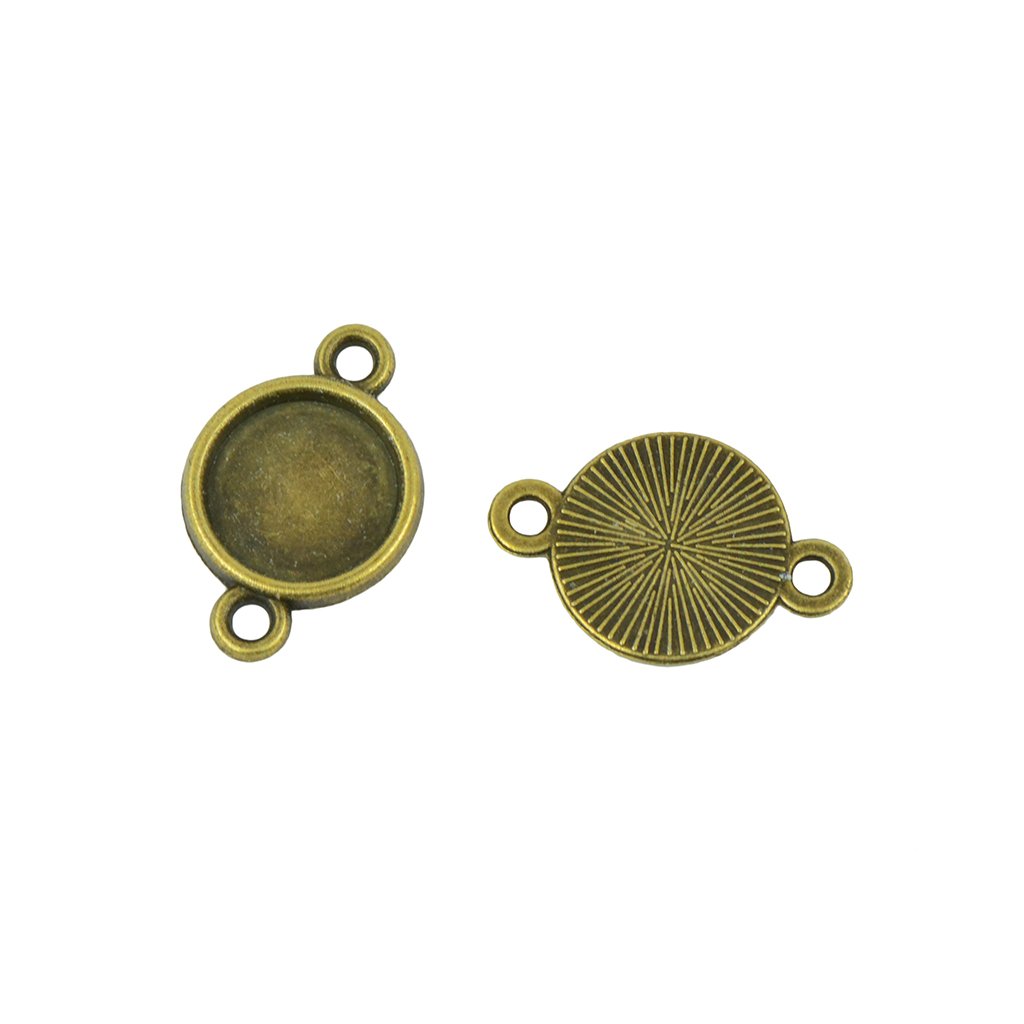 50Pcs Bronze Round Blank Connector Pendant Trays for Jewelry Making - 10mm DIY Bezel Settings, Craft Supplies for Necklaces, Earrings & Bracelets - Perfect for Handmade Jewelry Design and DIY Crafts