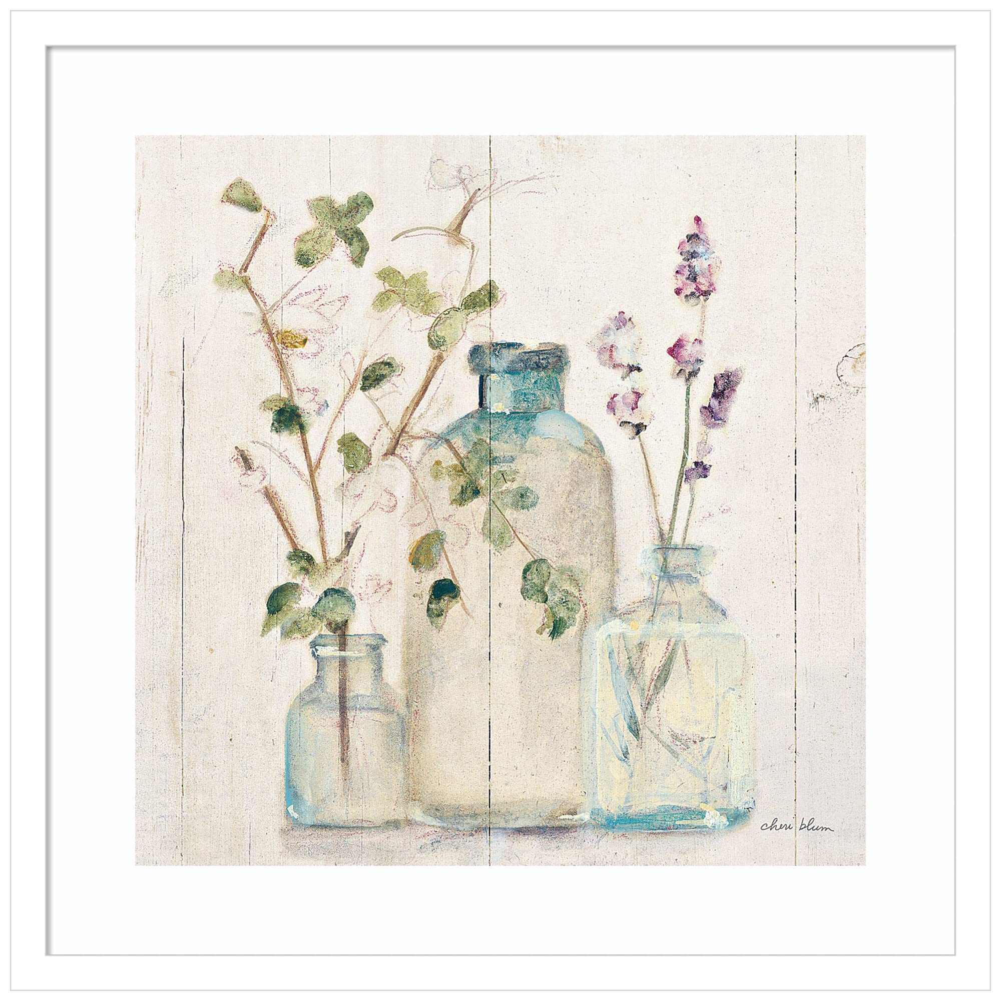 Amanti Art Framed Wall Art Print 21x21 - Blossoms on Birch V by Cheri Blum, Floral Canvas Painting, Rustic Farmhouse Decor, Medium Size Poster Artwork for Living Room, Bedroom, Office - Perfect for Home Decor, Housewarming Gift & Interior Design