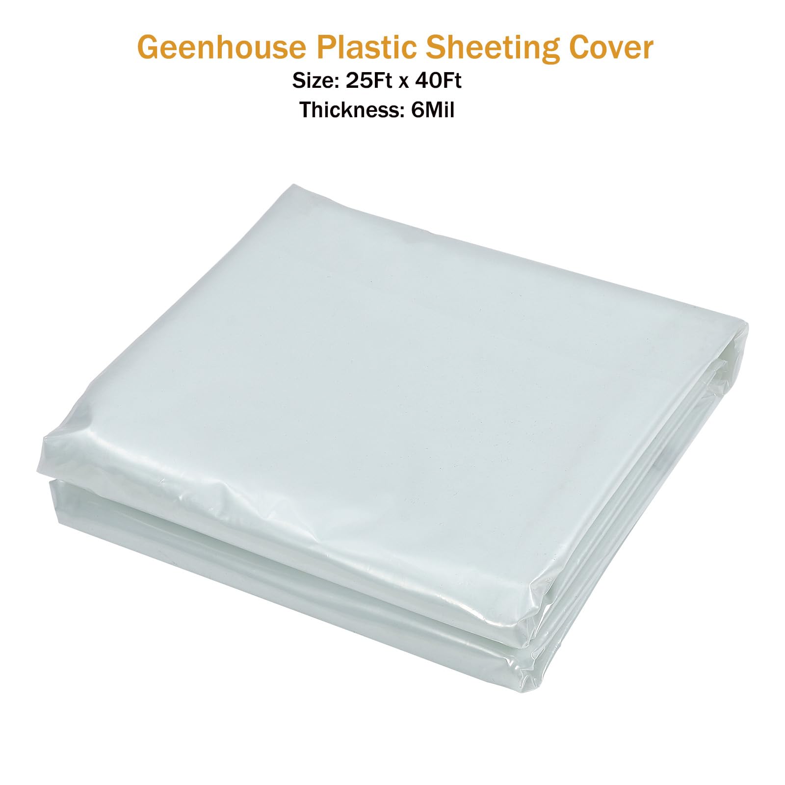 25x40 Ft Greenhouse Plastic Sheeting - 6 Mil Clear UV Resistant Polyethylene Film for Hoop House, Farming & Gardening | Durable Replacement Cover for Plant Protection & Season Extension