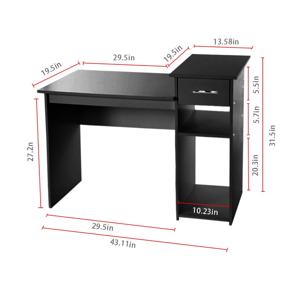 Modern Industrial Style Multipurpose Home Office Desk - Sturdy Wooden Writing Computer Study Table with Storage Shelf for Workstation, Students & Remote Work - Perfect for Small Spaces & Home Office Setup