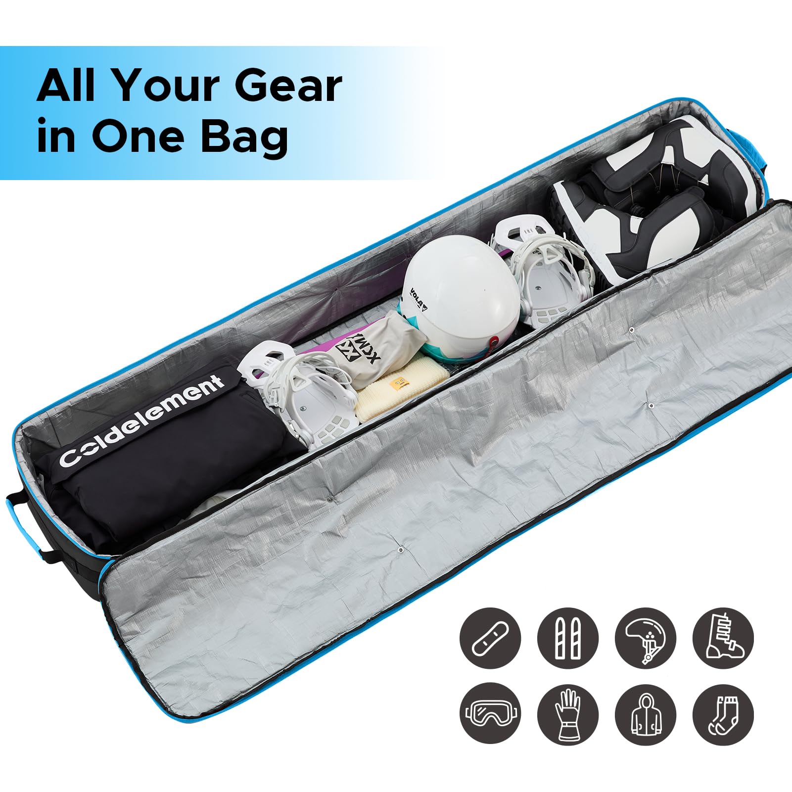 XCMAN Waterproof Padded Snowboard Travel Bag - Airline Approved Ski & Snowboarding Gear Carrier for Boots & Equipment | Perfect for Winter Vacations & Mountain Resorts