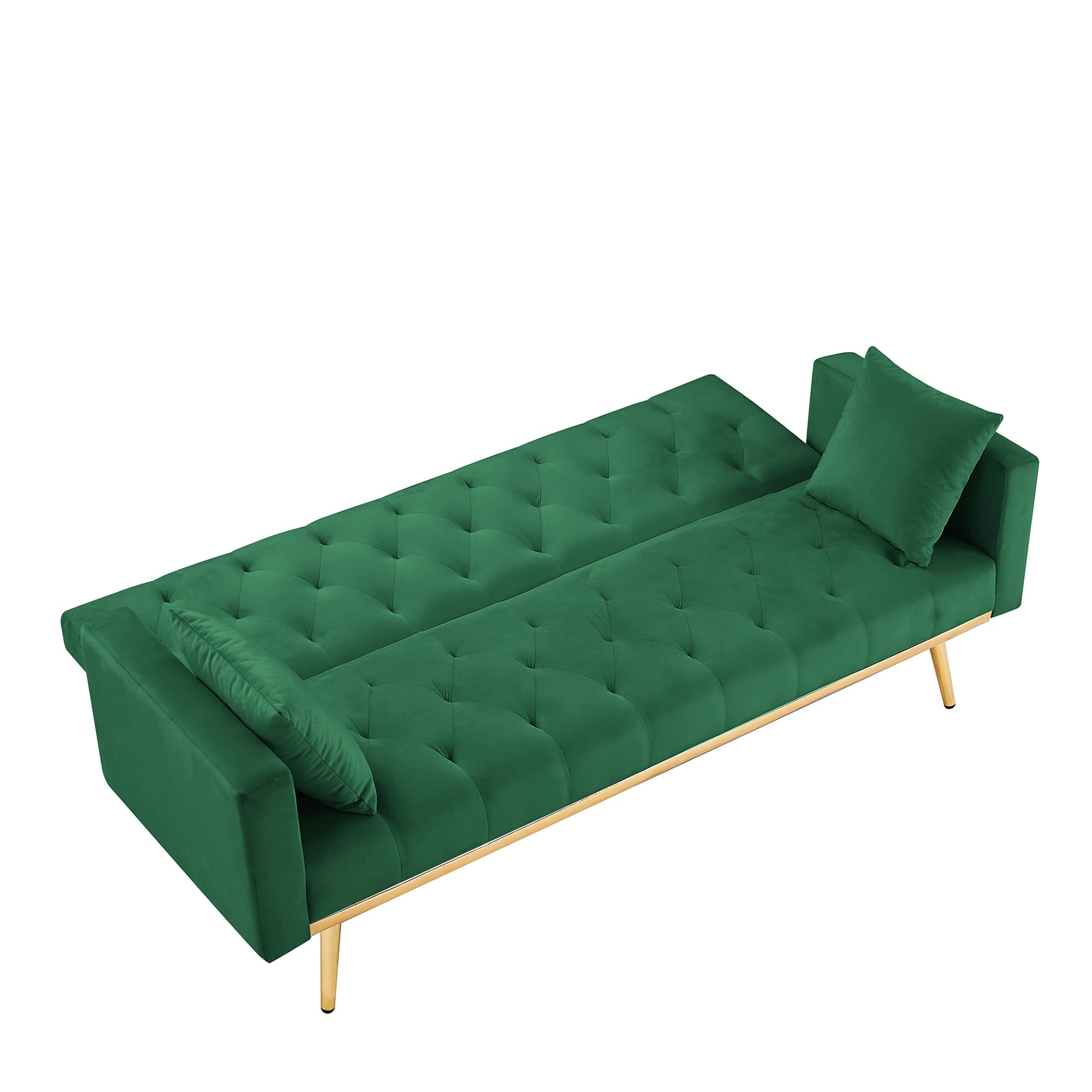 Yoglad Convertible Sofa Bed with Pillow - Velvet Upholstered Recliner Loveseat, Futon Couch with Sturdy Metal Legs, 73