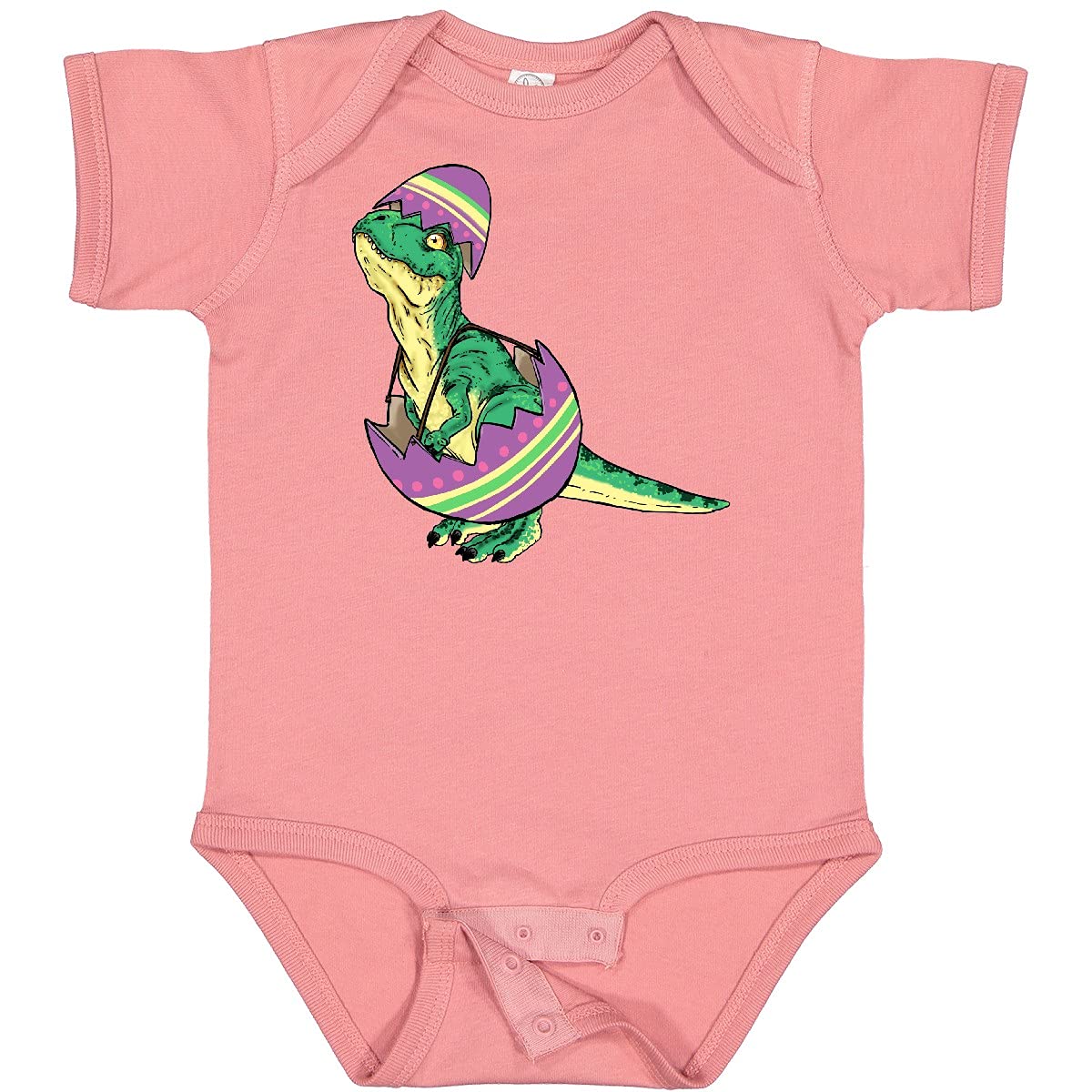 Inktastic Easter Baby T-Rex in Easter Egg Graphic Cute Dinosaur Baby Bodysuit - Perfect for Easter Outfits, Holiday Photos & Dinosaur Themed Parties