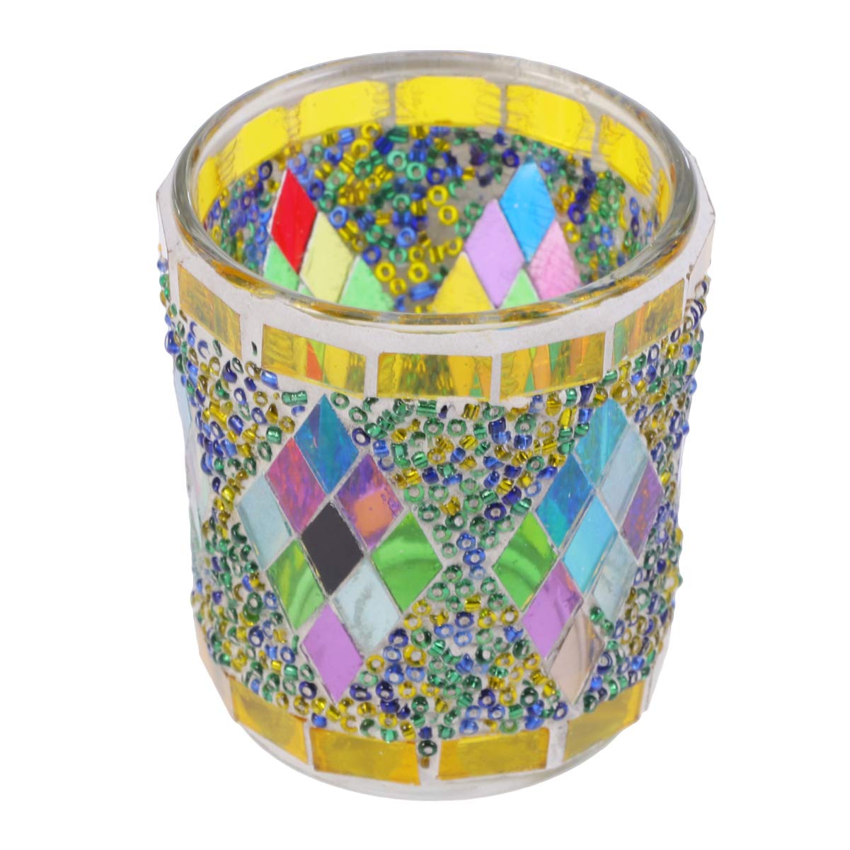 Uonlytech Mosaic Glass Tealight Candle Holder - Handmade Stained Glass Candle Cup for Scented Tea Lights - Perfect for Wedding Centerpieces, Home Decor, and Romantic Ambiance