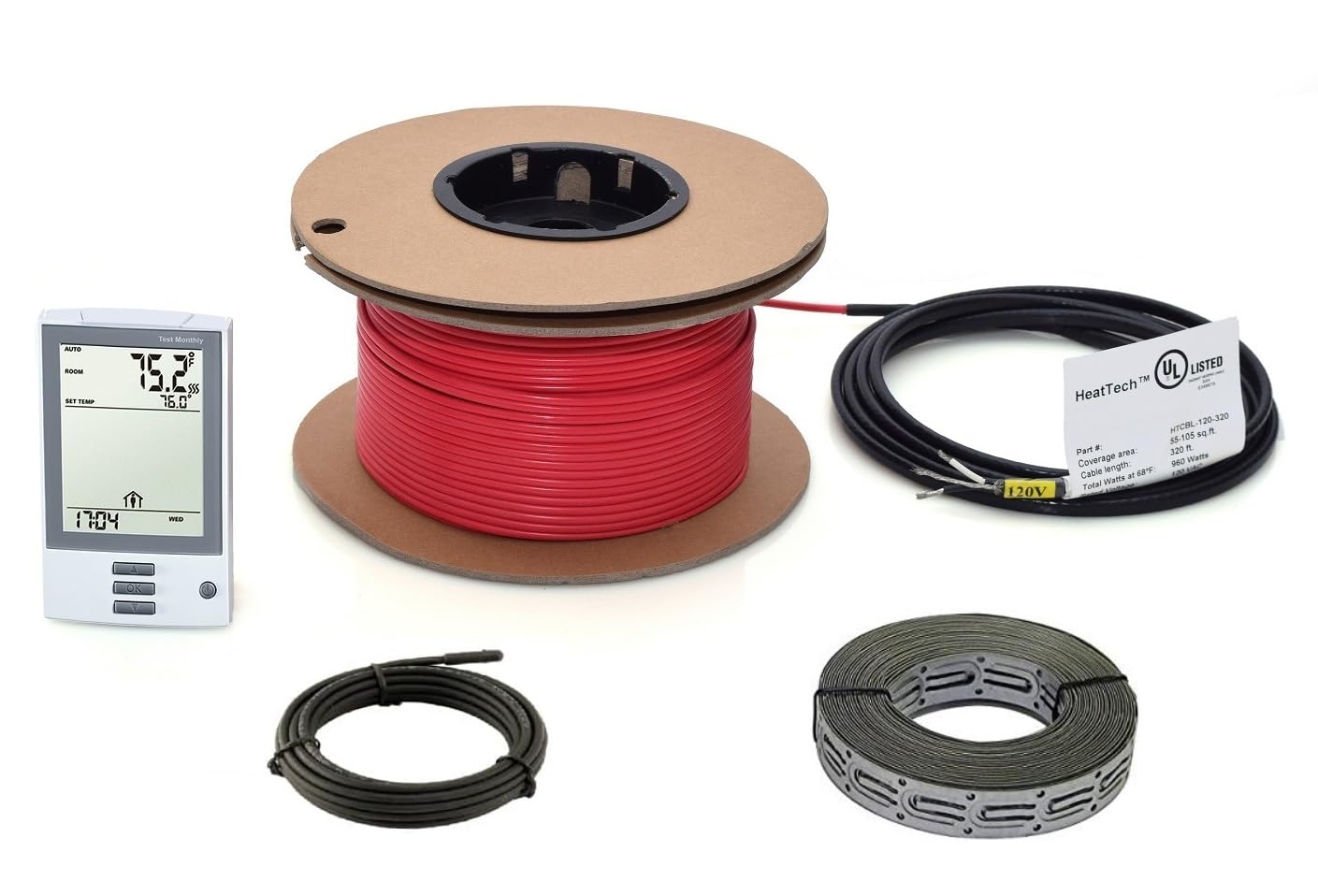 30sqft 240V Electric Floor Heating Cable Kit with UDG-4999 Smart Thermostat - Includes Floor Sensor & 5mA GFCI Protection - Perfect for Bathroom, Tile, Stone & Vinyl Floors - Warm & Cozy Underfloor Heating Solution for Winter Comfort