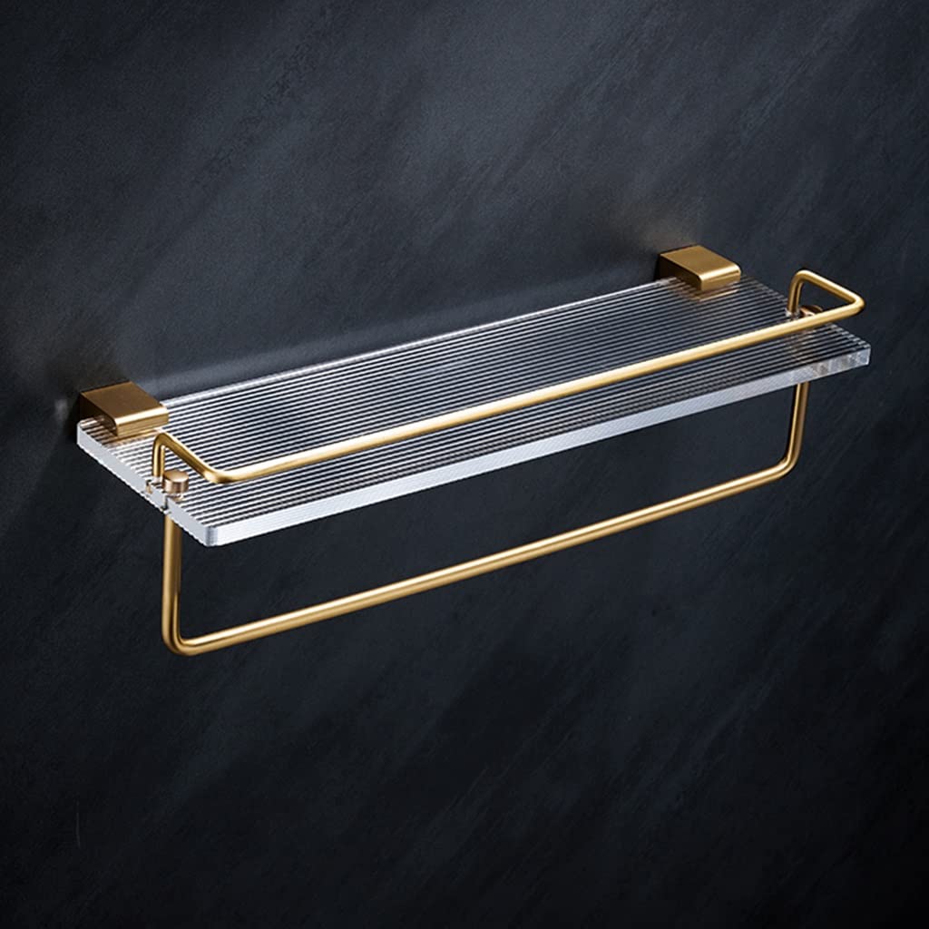 Wall-Mounted Bathroom Towel Rack - Walnut Acrylic Storage Shelf (40cm) for Bathroom Organization